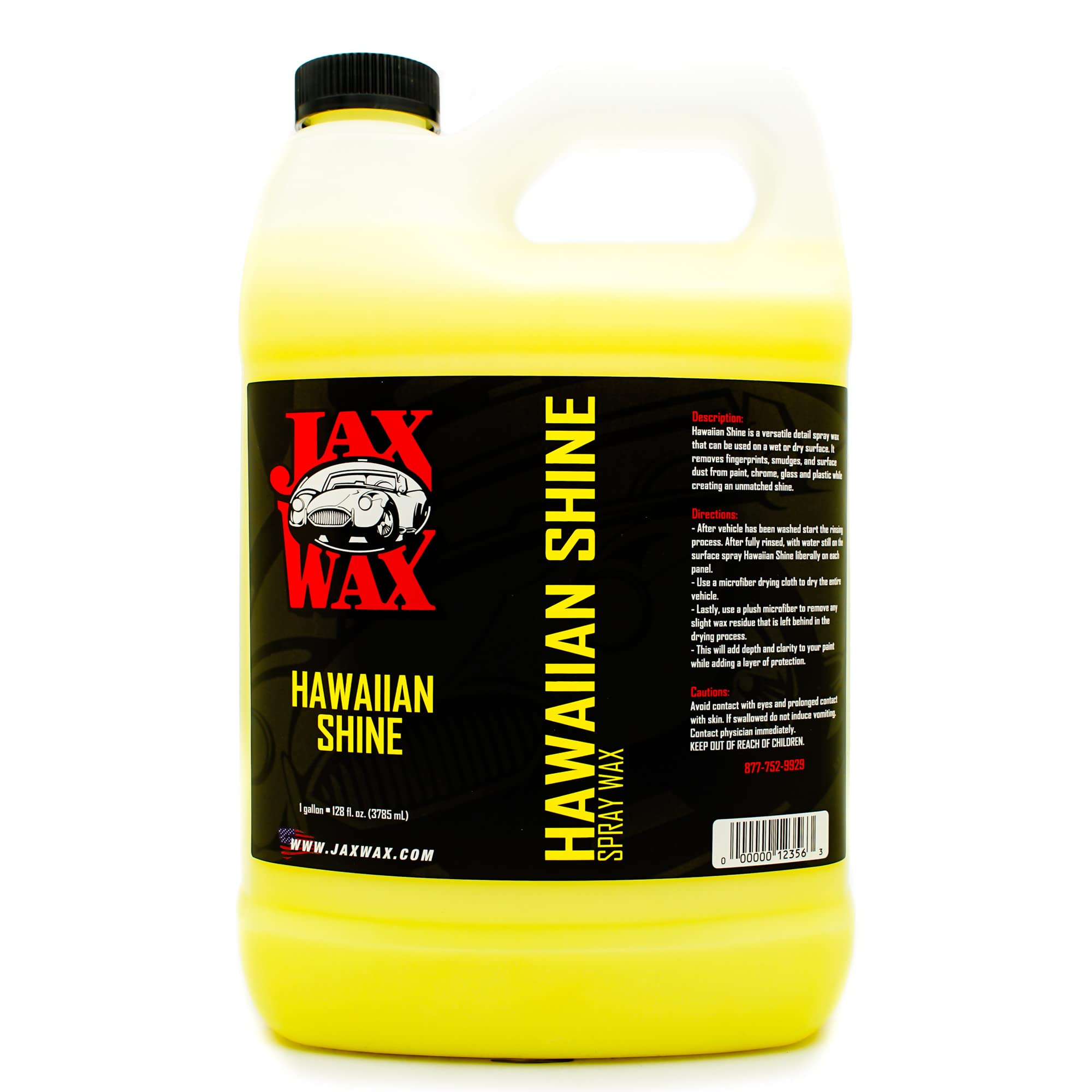 Jax Wax Hawaiian Shine Carnauba Car Wax, Quick Detail Spray For A Deep Gloss Finish On Car, Boat, Truck, Motorcycle And More, 1 Gallon