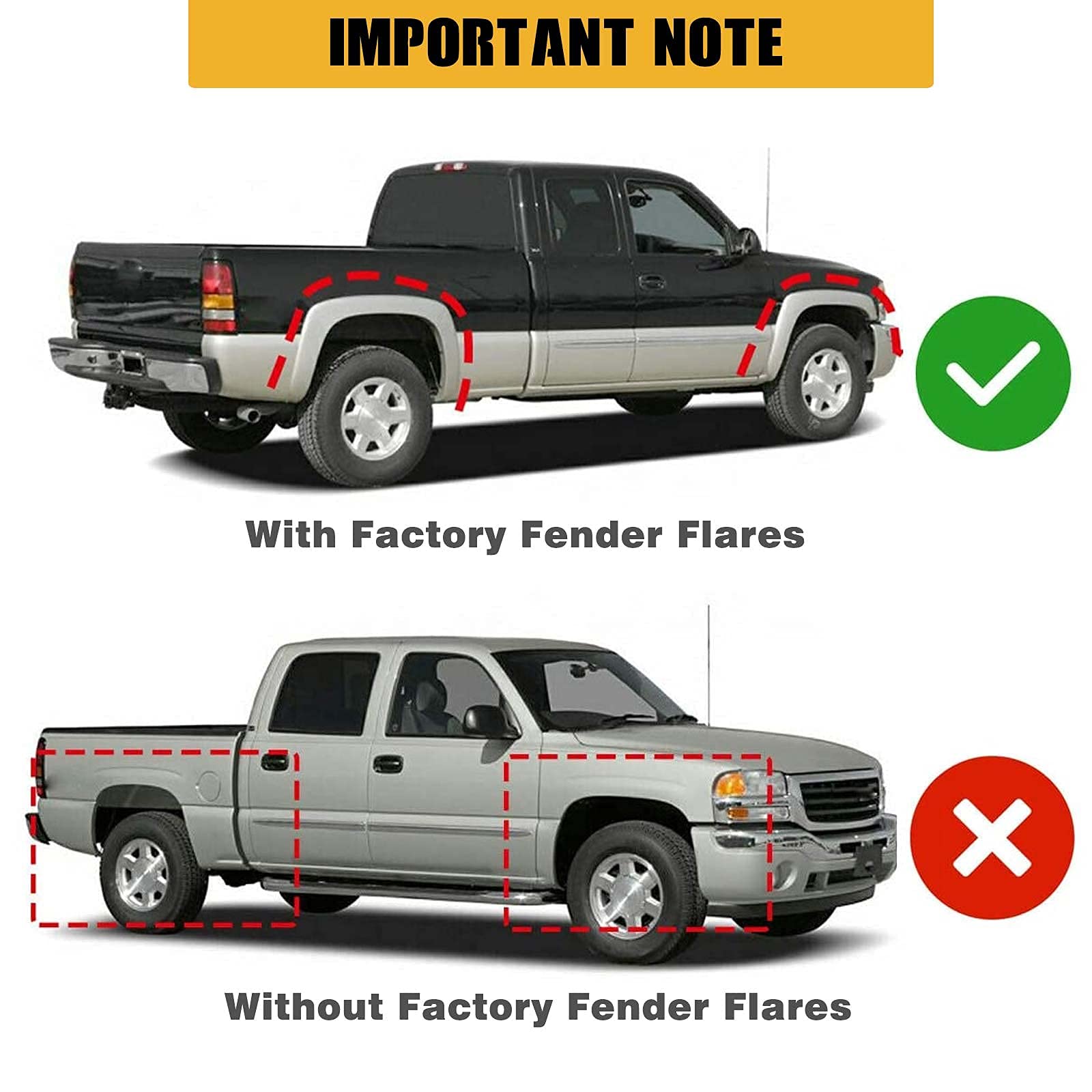 Yhtauto Set Of 4 Mud Flaps Splash Guards Accessories Replacement For Chevrolet Silverado 1500 2500 Hd 3500 Tahoe & Gmc Yukon Sierra, With Factory Fender Flares, Front And Rear Lh Rh, Black