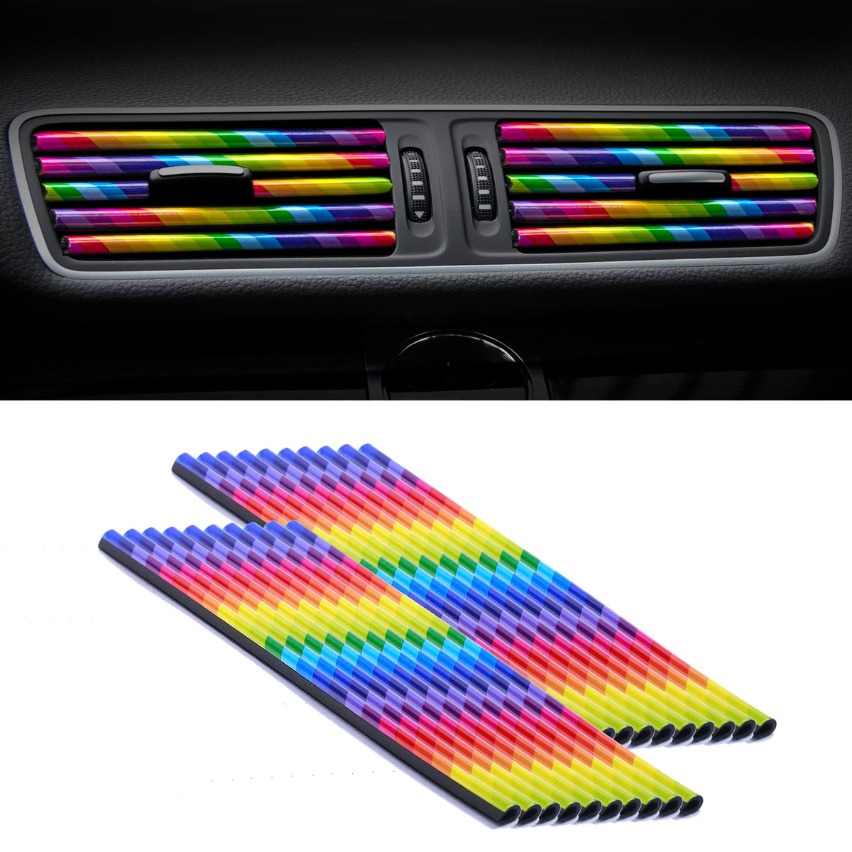 Singaro 20 Pieces Car Air Conditioner Air Outlet Decorative Strips, Bendable Diy Decorative Strips, Universal For Most Air Outle