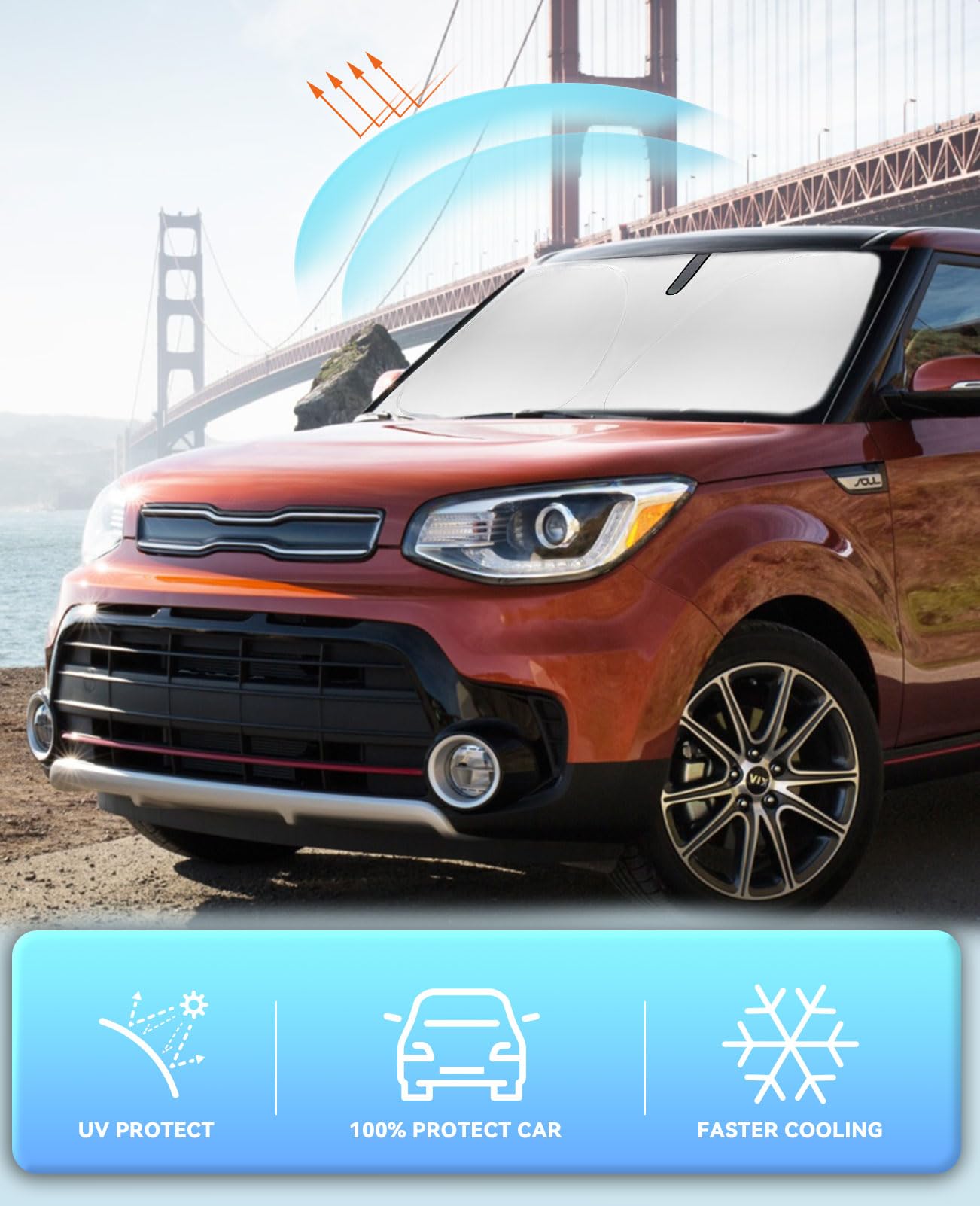 Windshield Sun Shade Car Sunshade For Kia Soul 2014-2024 2025 Accessories Windshield Sun Visor Cover For Soul Front Window Shiel