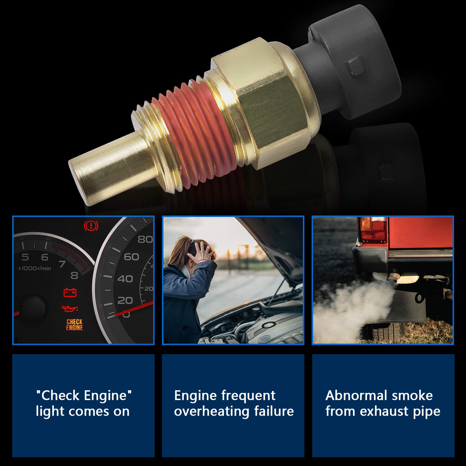 OTUAYAUTO 05744030 Engine Coolant Temperature Sensor Water Temp Sensor Replacement for GMC Chevy Cadillac Buick Oldsmobile Ponti