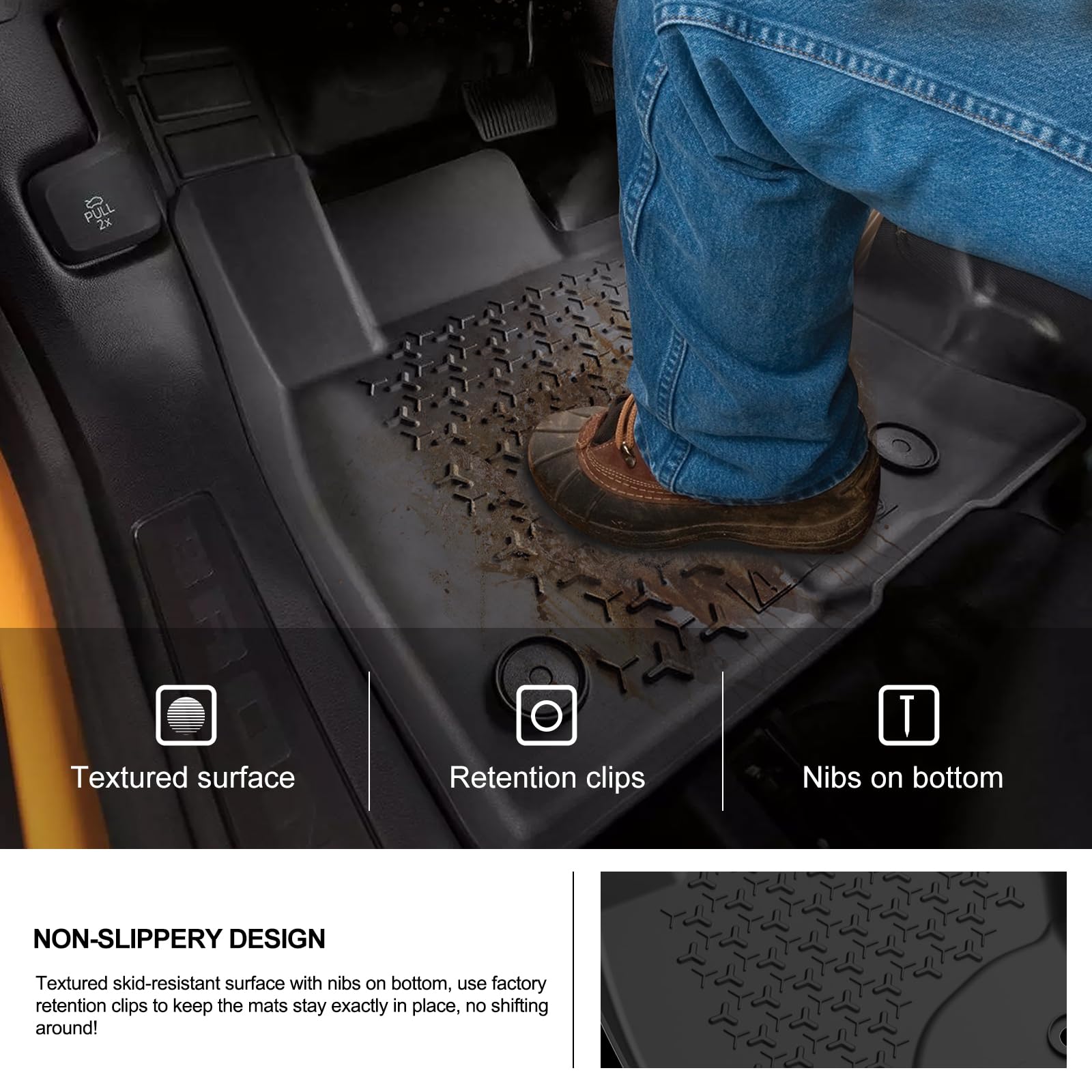 Kiwi Master Floor Mats For 2021-2025 Ford Bronco Sport Oem Replacement Mp1Z-7813300-Aa All Weather Custom Fit Liners Front & Rea