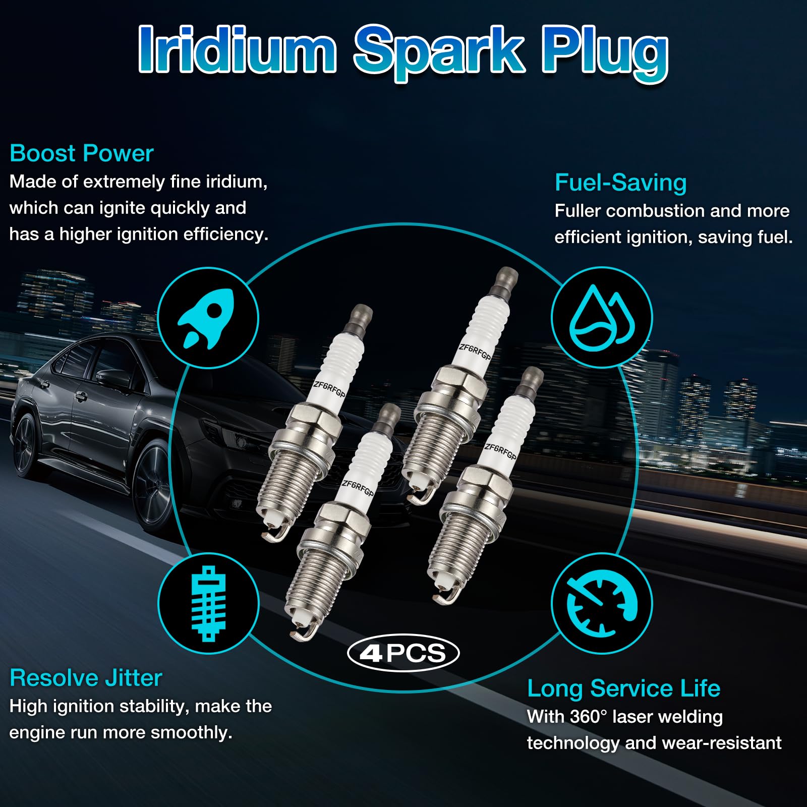 Bdfhyk Set Of 4 Iridium Spark Plug Compatible With Acura El 2001-2005 Honda Civic 2001-2005,1.7L L4 Engine Replacement For 7100 Zfr6Fgp