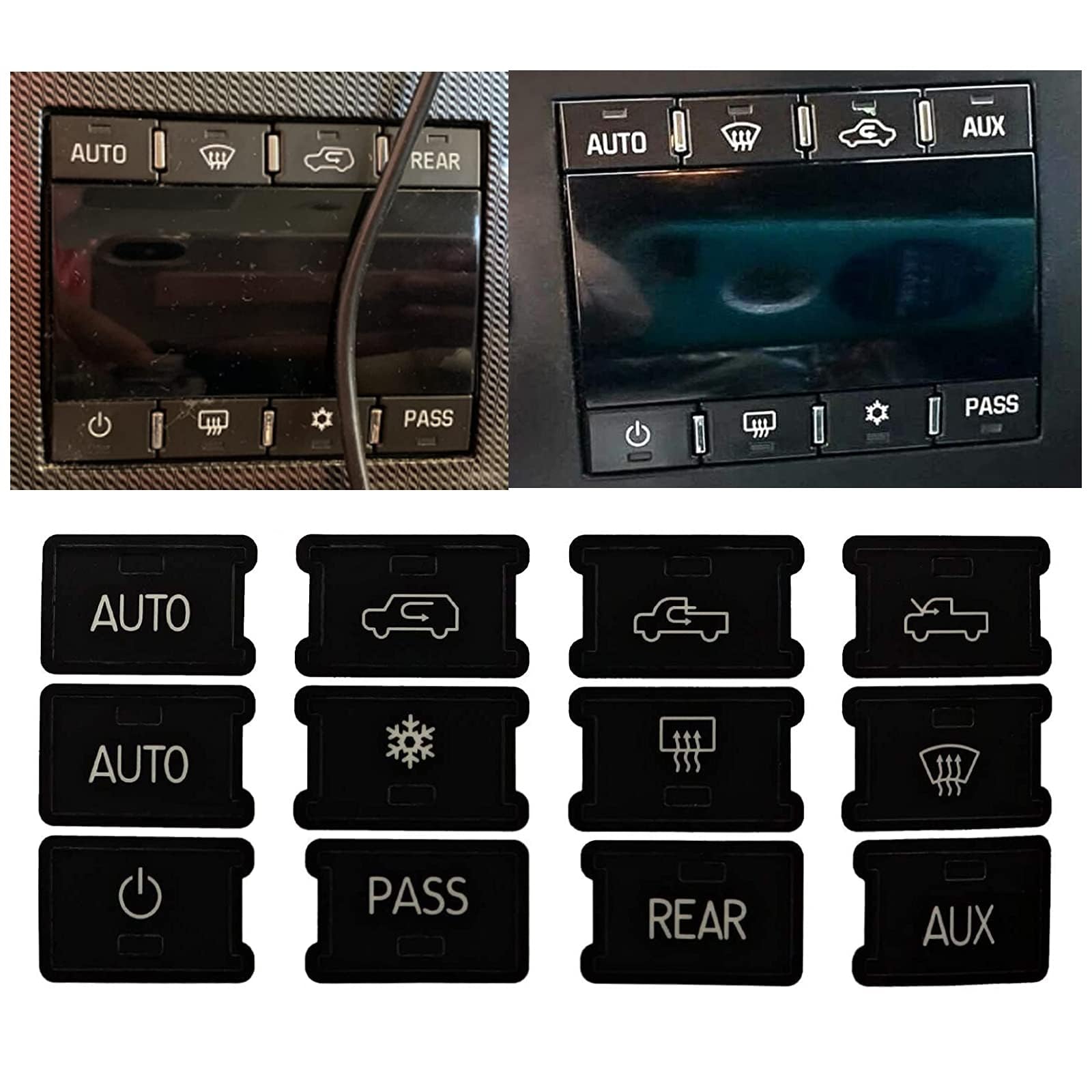 Secosautoparts Ac Panel Decals & Radio Button Repair Decal Set Ac Controls Ac Dash Button Sticker Repair Kit Compatible With Gmc Compatible With Chevy Silverado Compatible With Buick Dash Accent