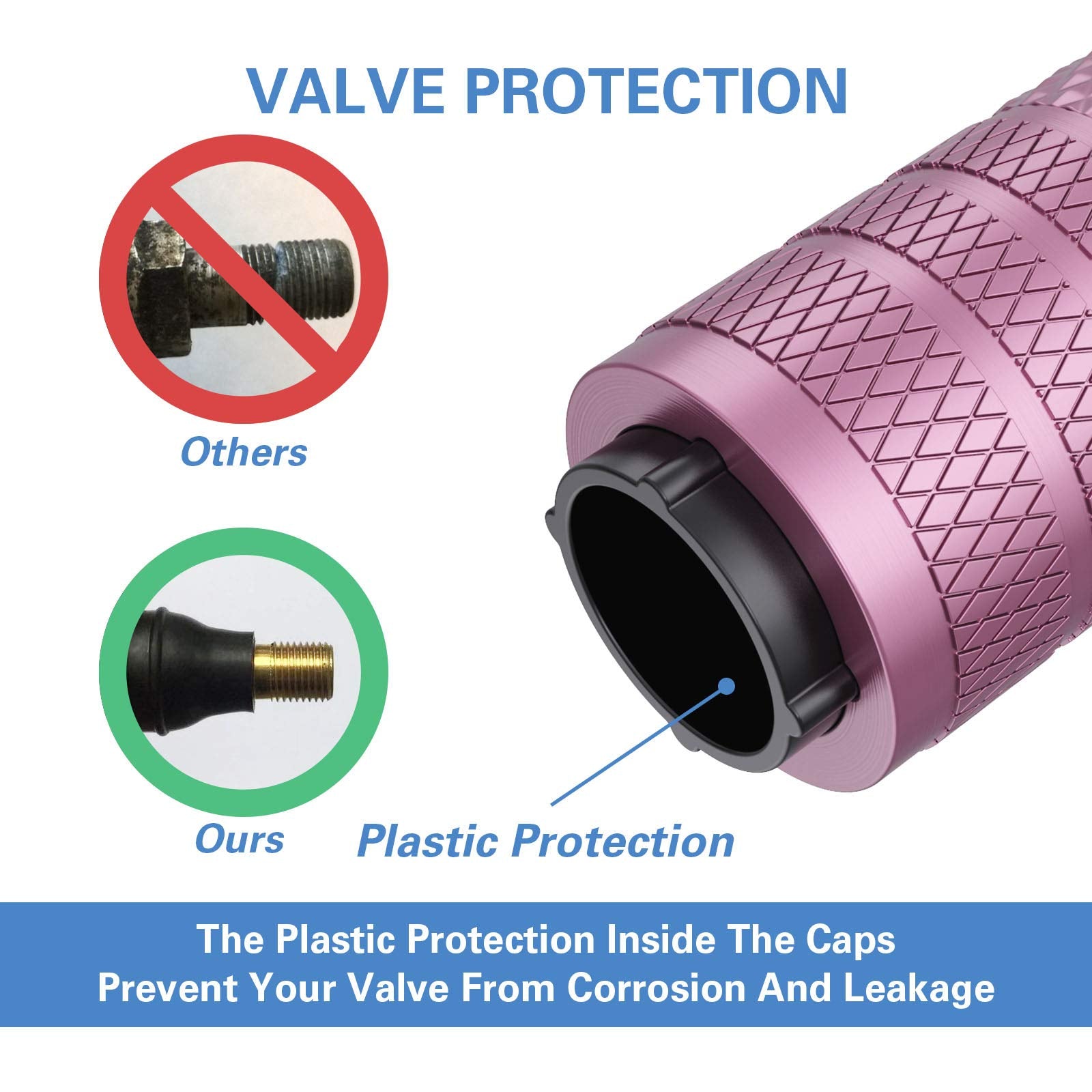 Ckauto Tire Valve Stem Caps, Pink, 10 Pcs/Pack, Anodized Aluminum Tire Cap Set, Corrosion Resistant, Universal Stem Covers For C