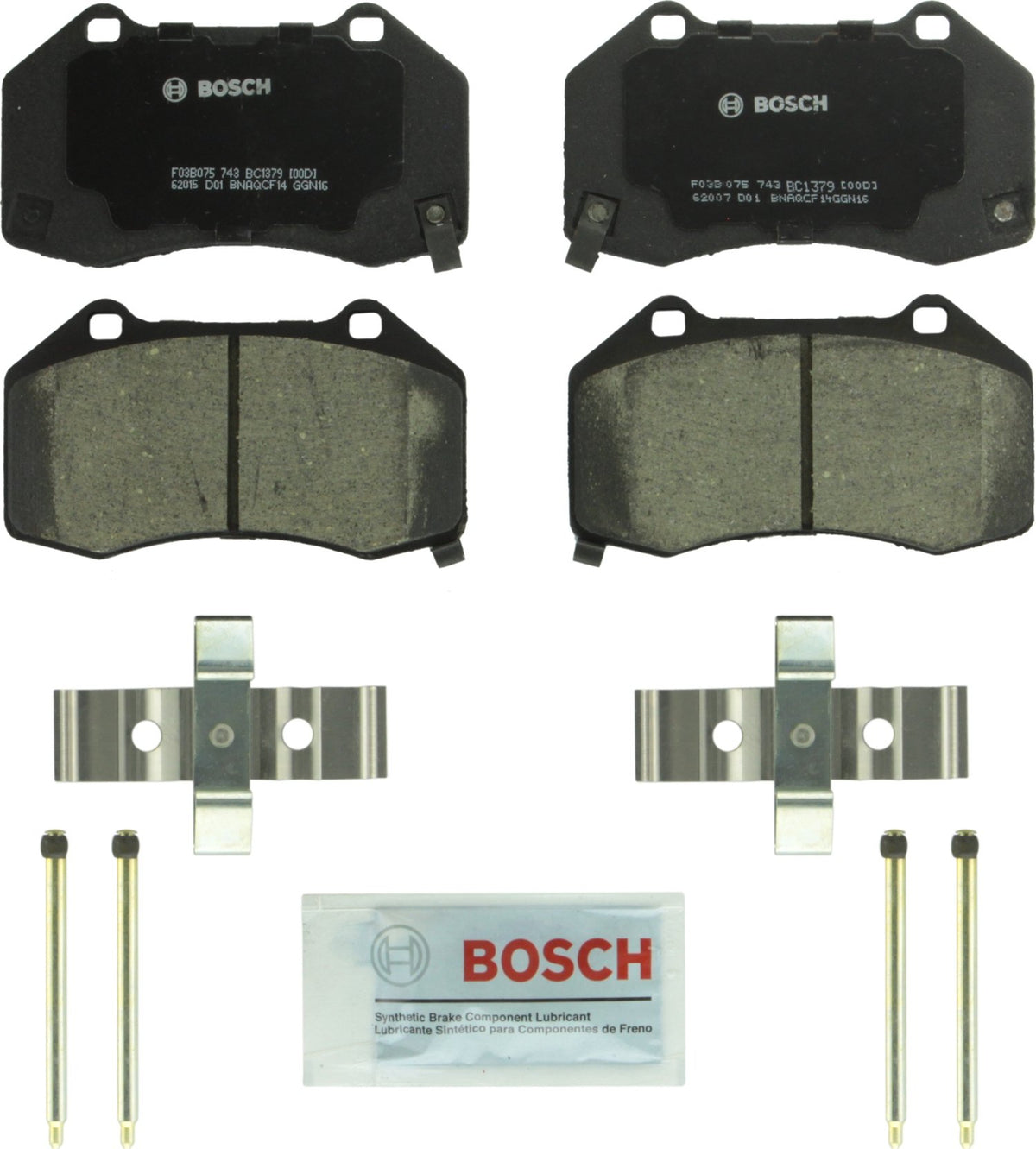 BOSCH BC1379 QuietCast Premium Ceramic Disc Brake Pad Set - Compatible with Select Chevrolet Cobalt, HHR; FRONT