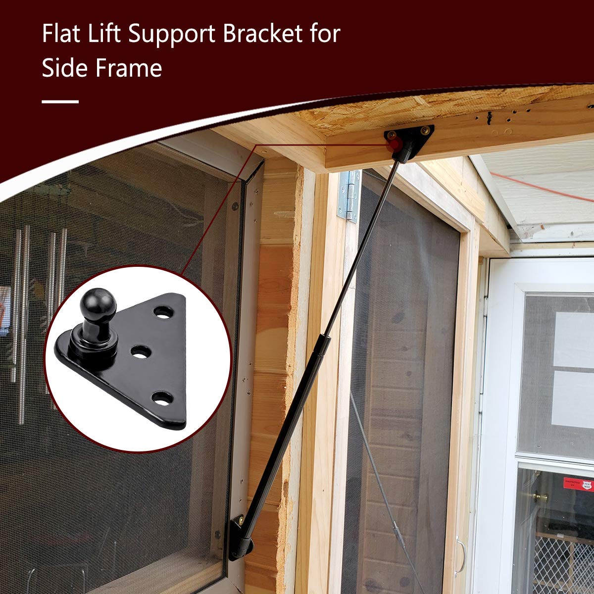 10Mm Gas Spring Lift Strut Bracket Ball Stud Black, Mounting Bracket For Lift Support Prop, Pack Of 4