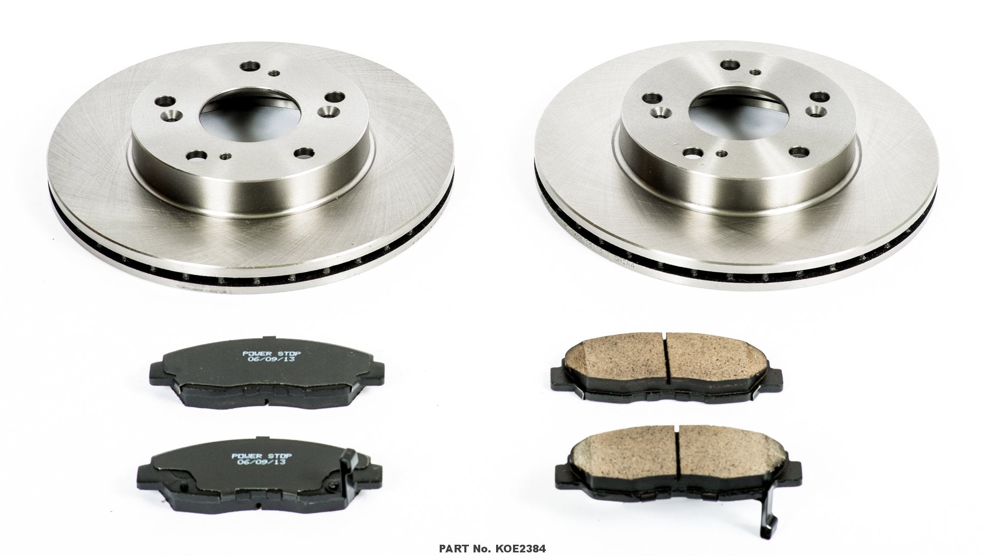 Powerstop Front Brake Kit-Oe For 2006-2011 Honda Civic [Model Specific] Brake Rotors & Ceramic Brake Pads Replacement, Koe2384