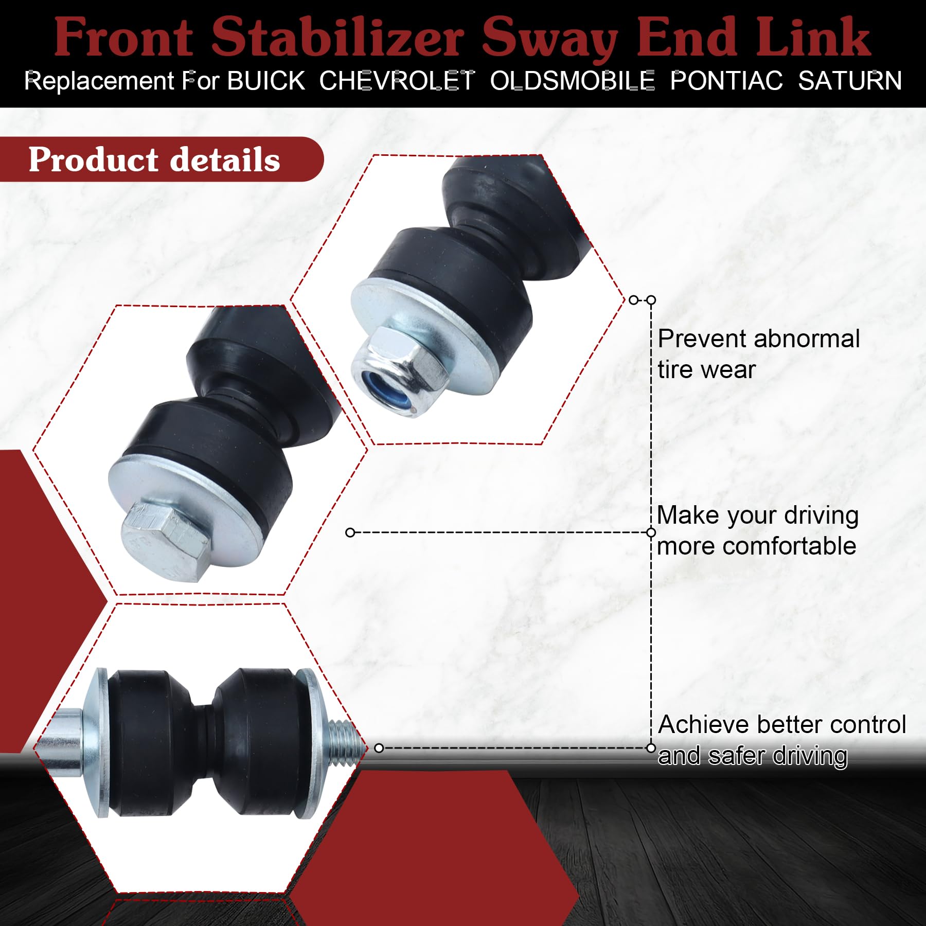 Stiueoav K5342 Sway Bar Link - Front Stabilizer End Link Compatible With 2005-2009 Allure?1997-2005 Century?2005-2009 Lacrosse?2