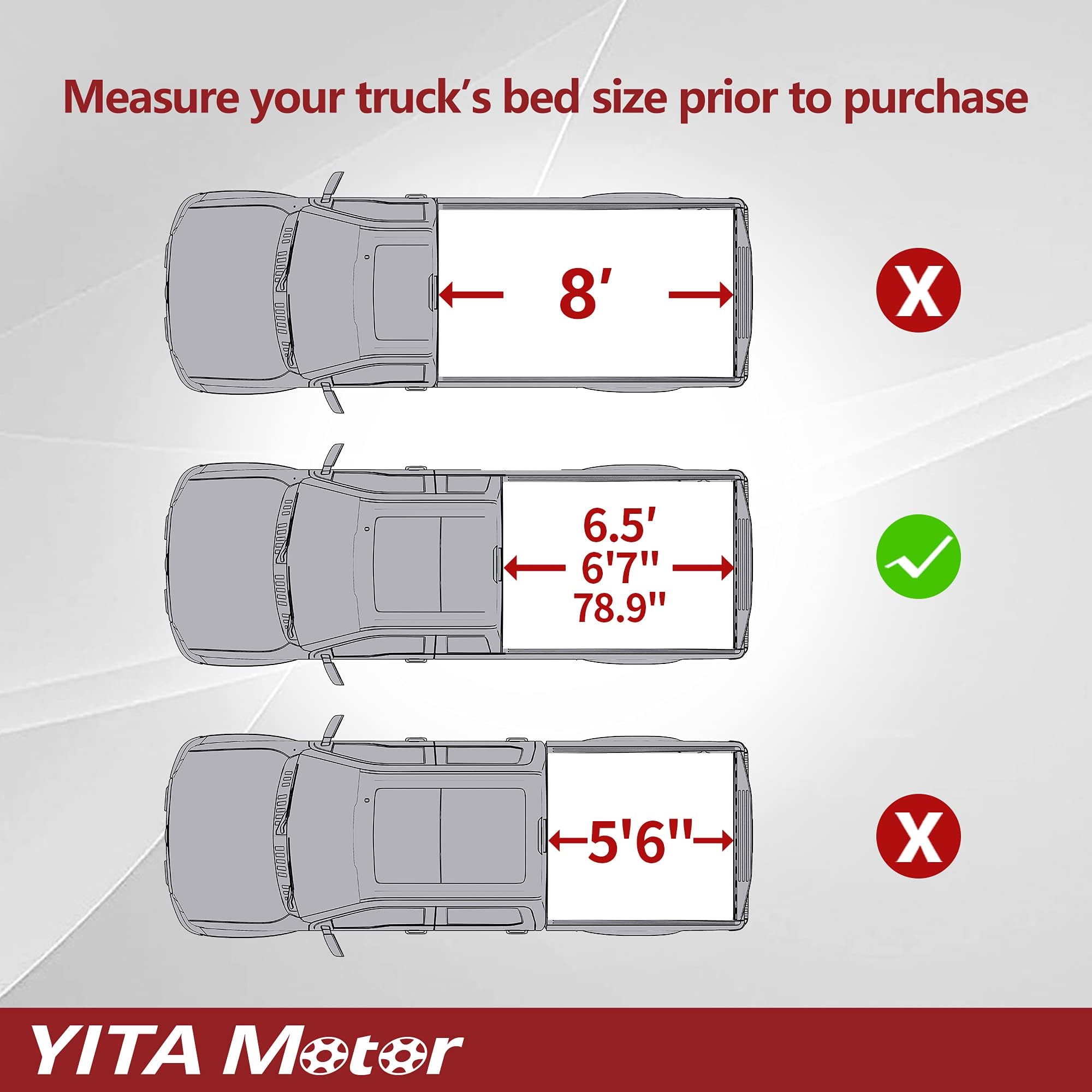 Yitamotor Soft Quad Fold Truck Bed Tonneau Cover Compatible With 2009-2014 Ford F150 F-150, Styleside 6.5 Ft Bed