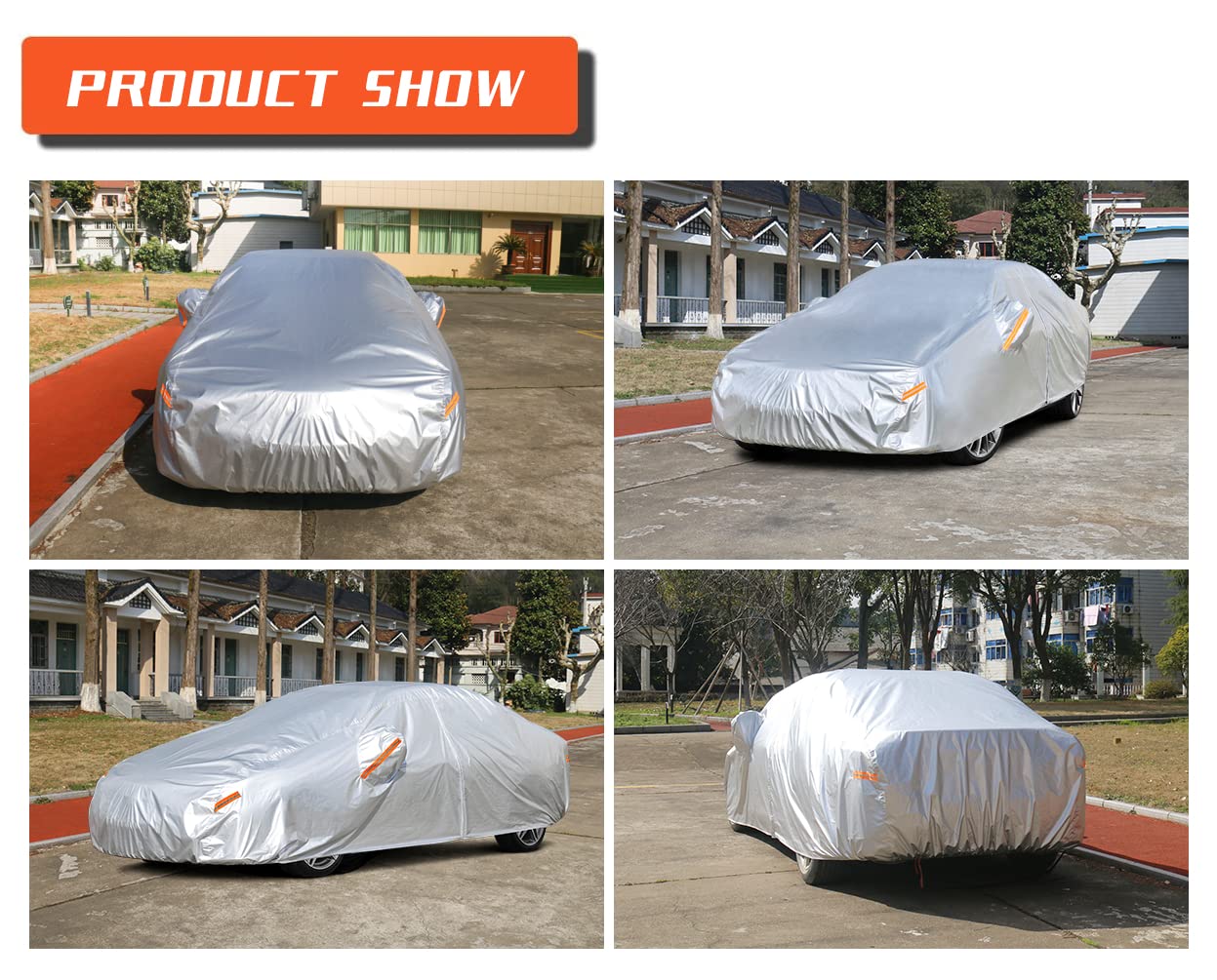 Kayme Car Covers for Automobiles Waterproof All Weather Sun Uv Rain Protection with Zipper Mirror Pocket Fit Sedan (186 to 193 Inch) 3XL