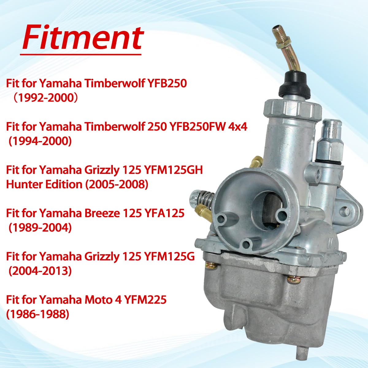 Jdllong Carburetor For Yamaha Moto 4 Yfm225 Yfm 225 Atv Carb 1986 1987 1988 Timberwolf 250 Yfb250 Carb With Fuel Petcock Switch