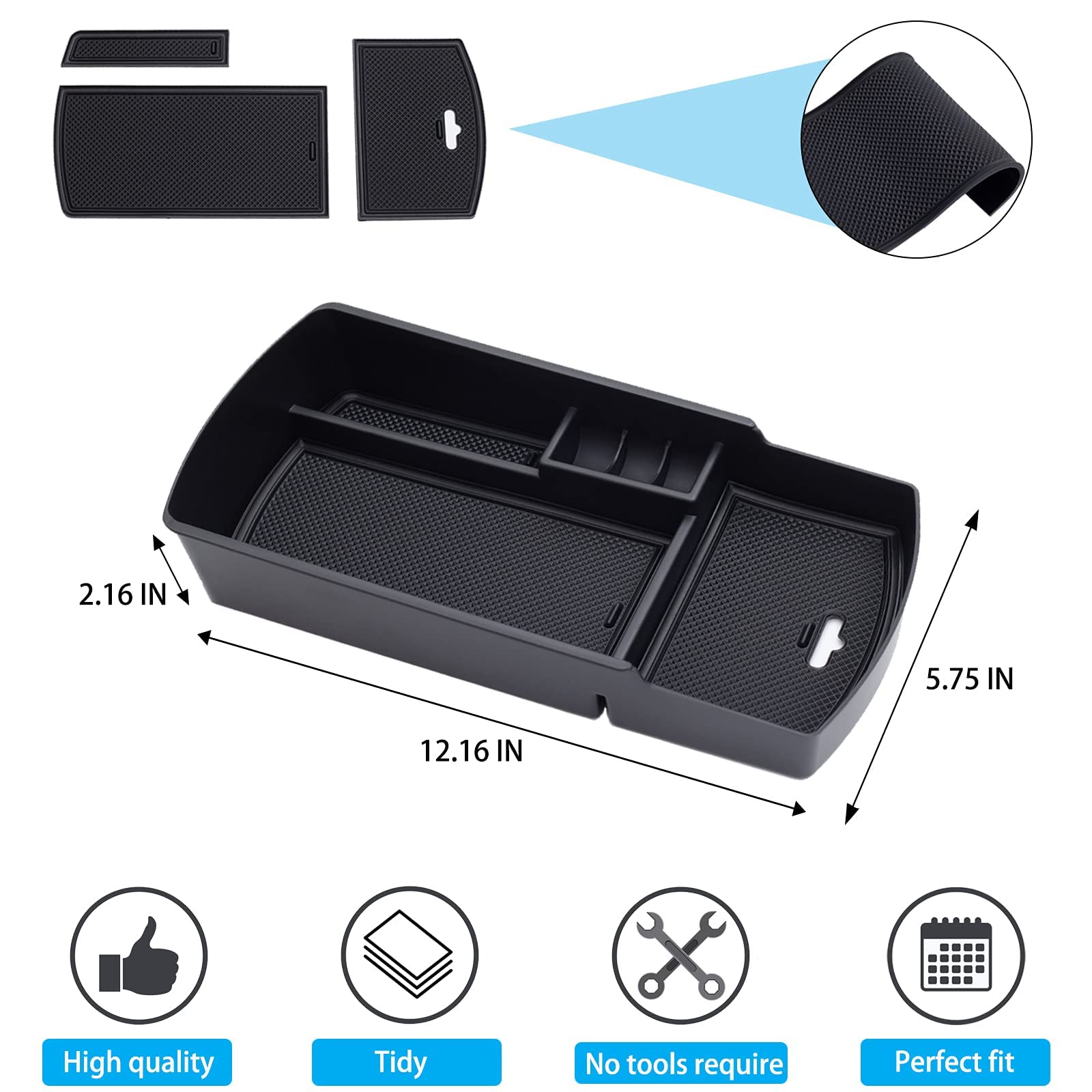 Pimcar Center Console Organizer Compatible With Honda Accord 2018 2019 2020 2021 2022 Abs Plastic Material Armrest Box Insert Tray Pallet Accessories (Not Fit For 2023 Accord) -Black Trim