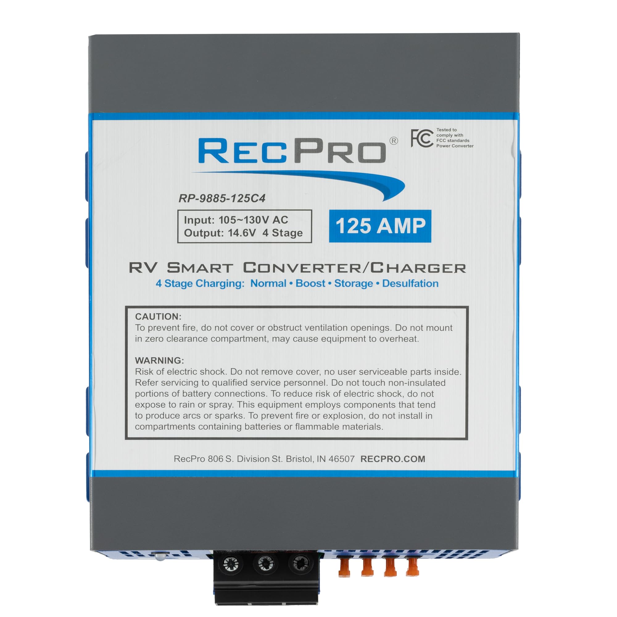 Recpro Rv Converter 125 Amp | Rv Power Converter & Battery Charger | 4 Stage Smart Charging | 120Vac To 12Vdc | 13V To 16.5V Operating Range