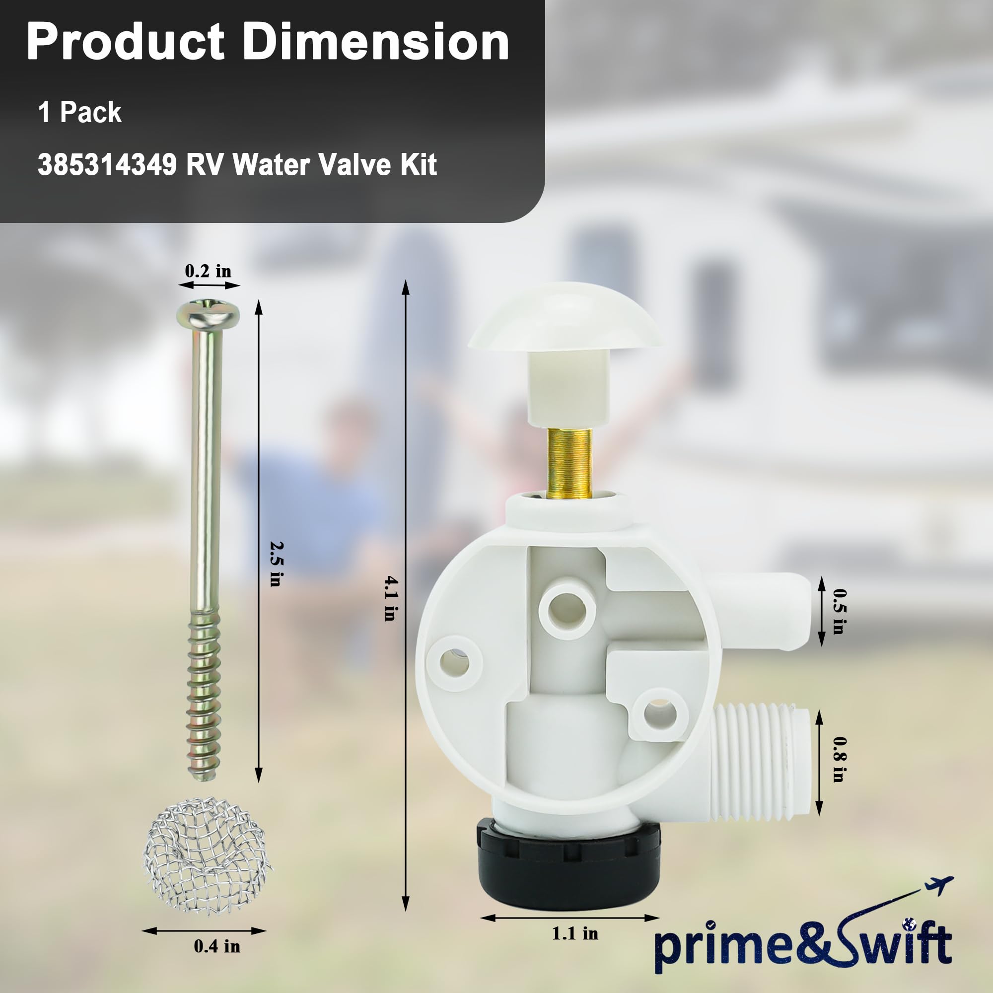 Prime&Swift 385314349 Water Valve Kit Fit For Sea-Land Rv Toilet Parts,Work Well In Cold Conditions,Easy To Install-1 Year Warra