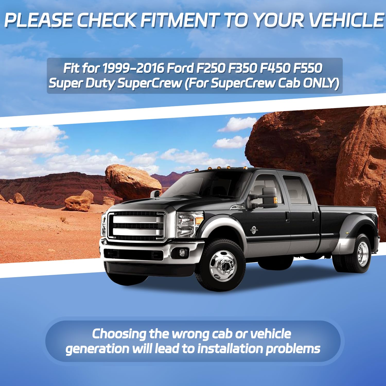 4 Pcs Rain Guards Fit For 1999-2016 Ford F250 F350 F450 F550 Supercrew Super Duty Truck (4 Full Doors), Outside Mount Side Windo