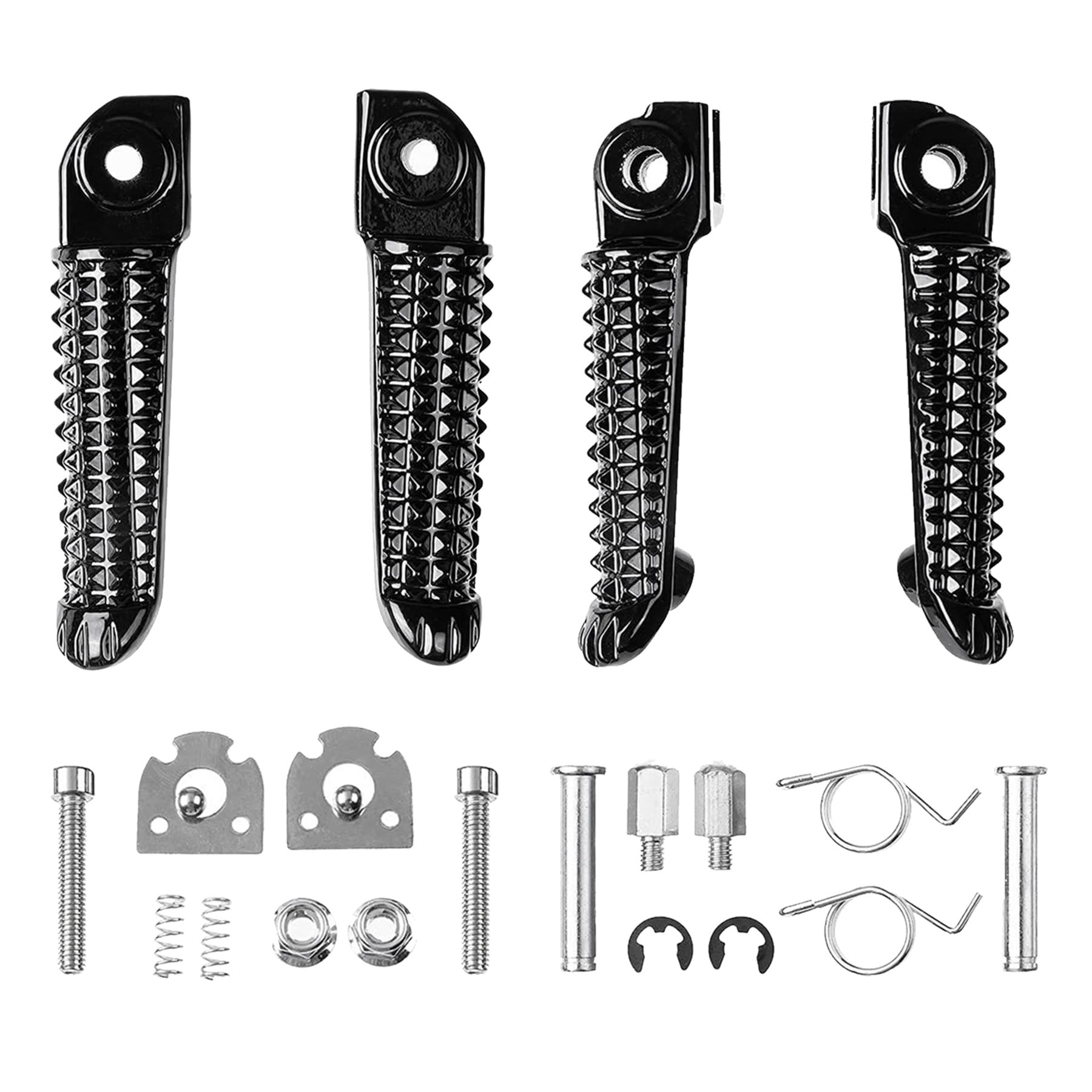 Front Rear Footrests Foot Pegs Fits For Yamaha Yzf R1 2002-2014 R6 2003-2012 04 09 10 (Black) (Black)