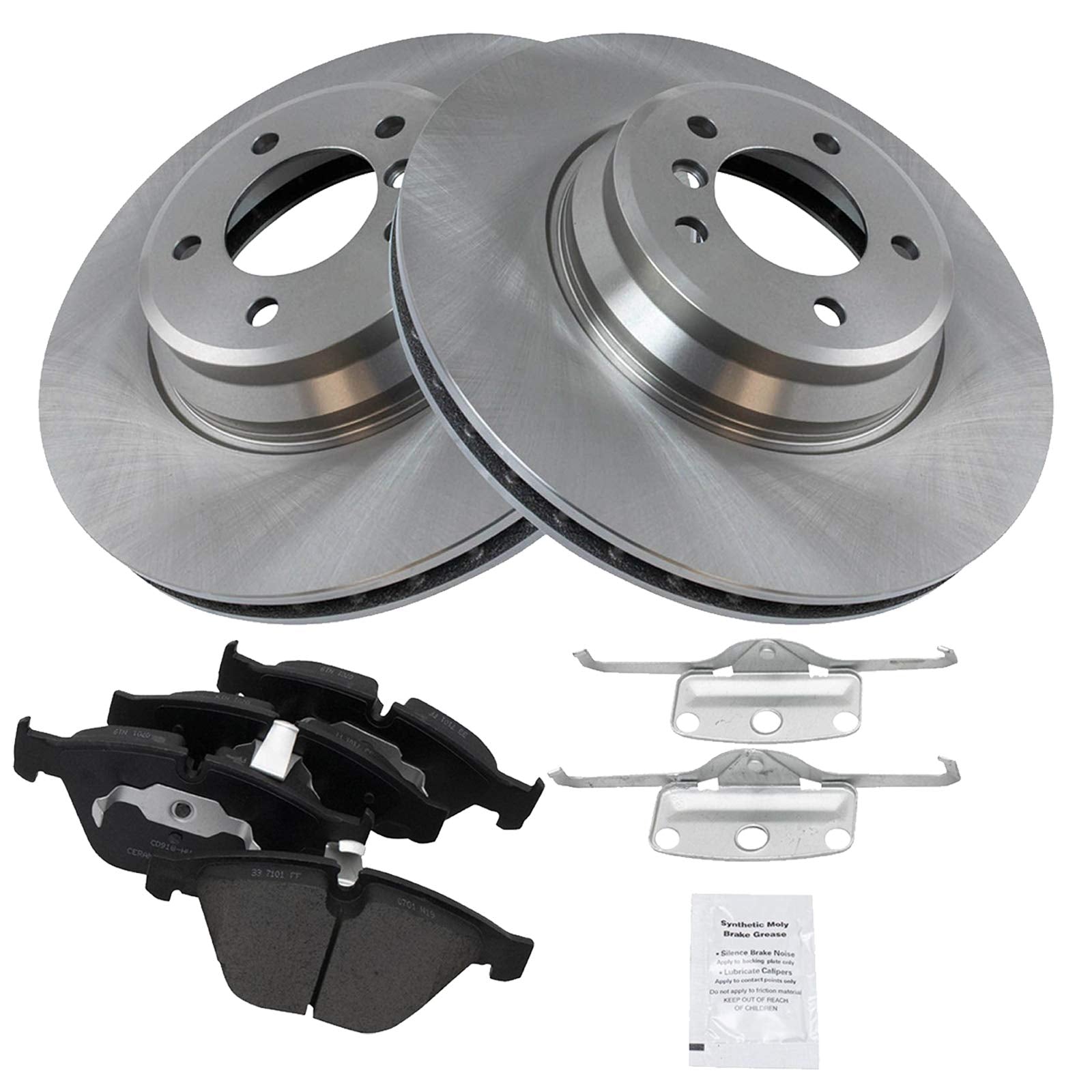 Trq Front Brake Pad & Rotor Kit Brake Pads Brake Rotor Ceramic Compatible With 2009-2011 Bmw 335D 2007-2013 335I 2009-2013 335I