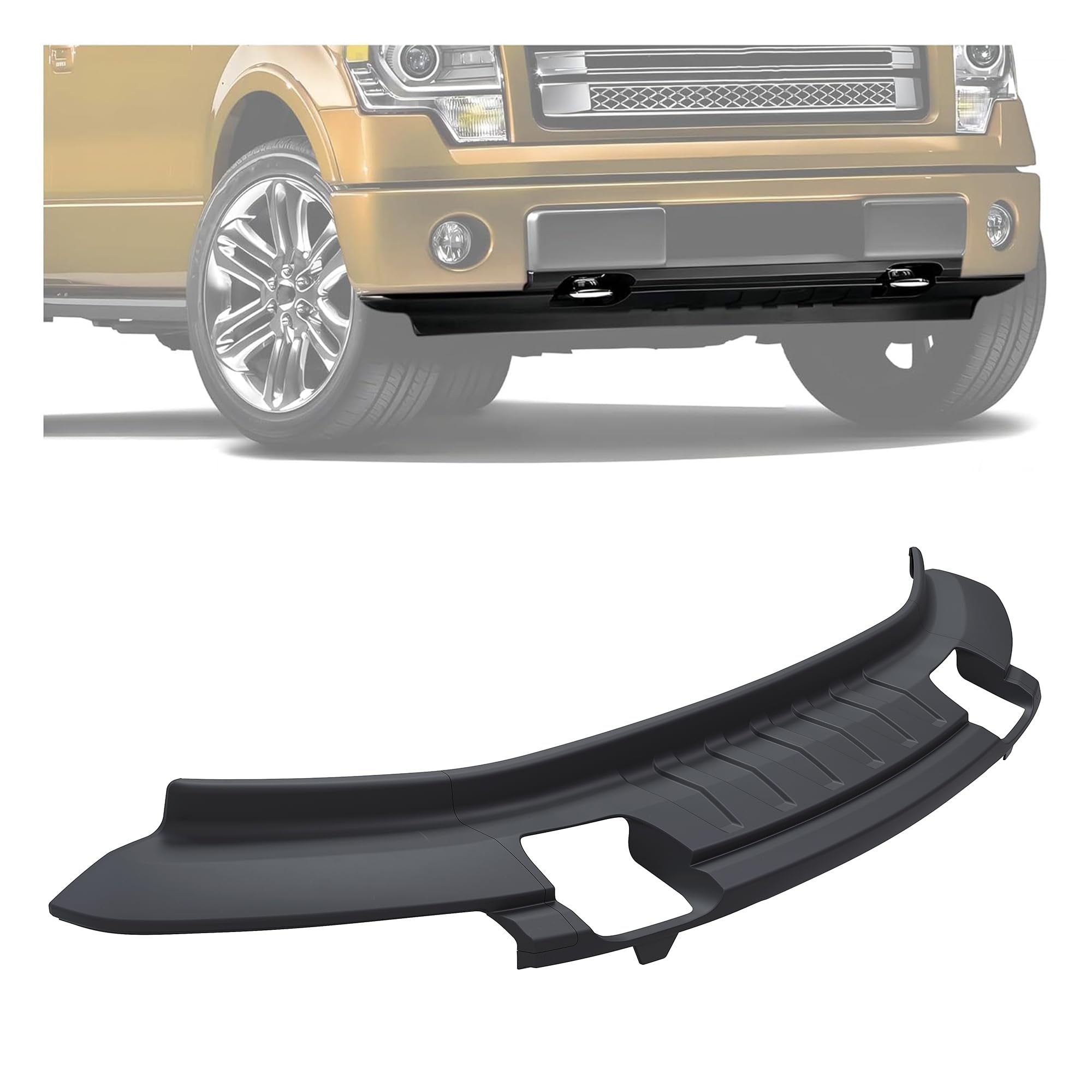 KUAFU Front Bumper Lower Valance Compatible with 2009-2014 Ford F150 4WD Replace for 9L3Z17626B FO1095228C with Fog Light Holes 