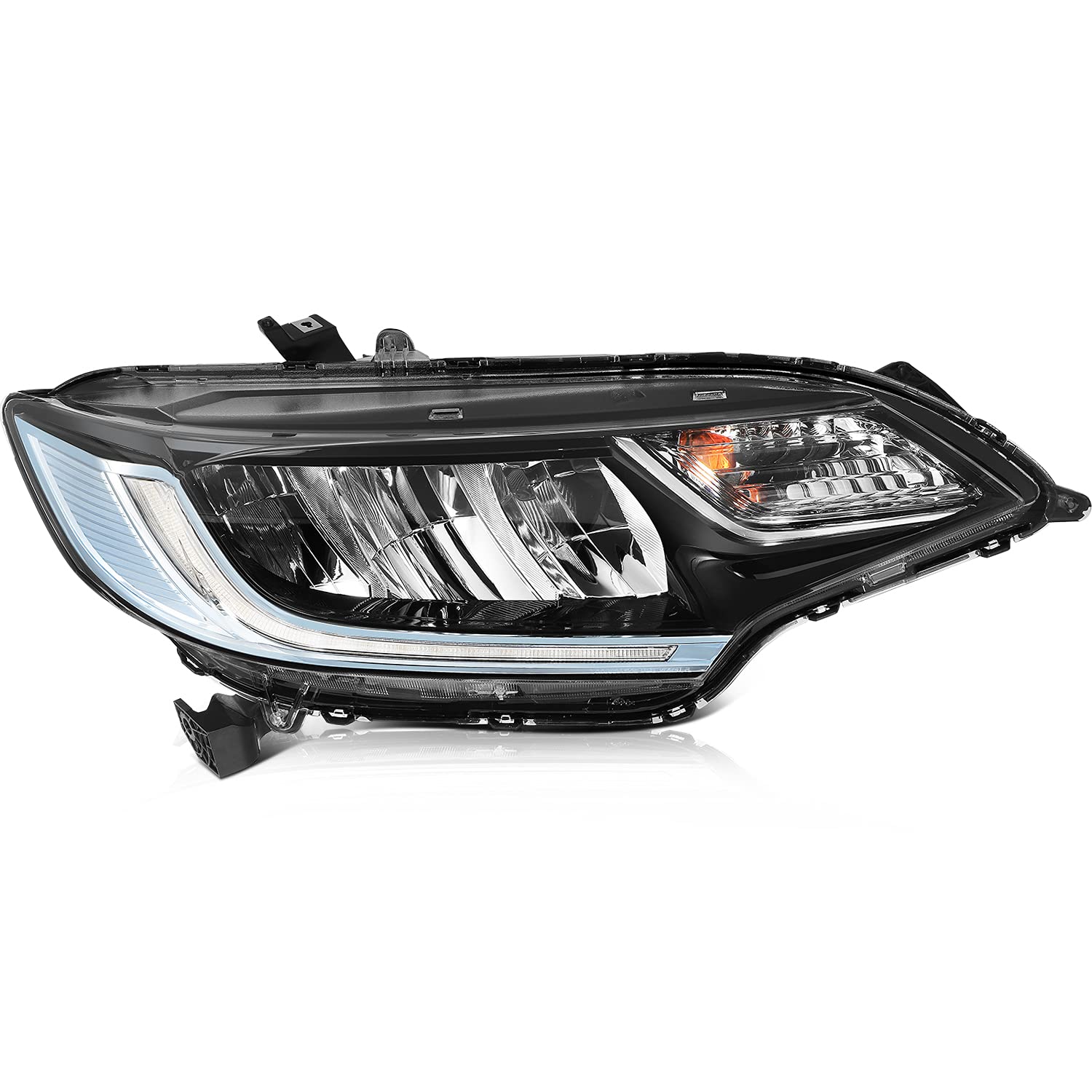 Roadfar -Led Drl Headlight Assembly For Honda Fit 2015-2020 Reflective Bowl Headlamp Driver/Passenger Side Replacement