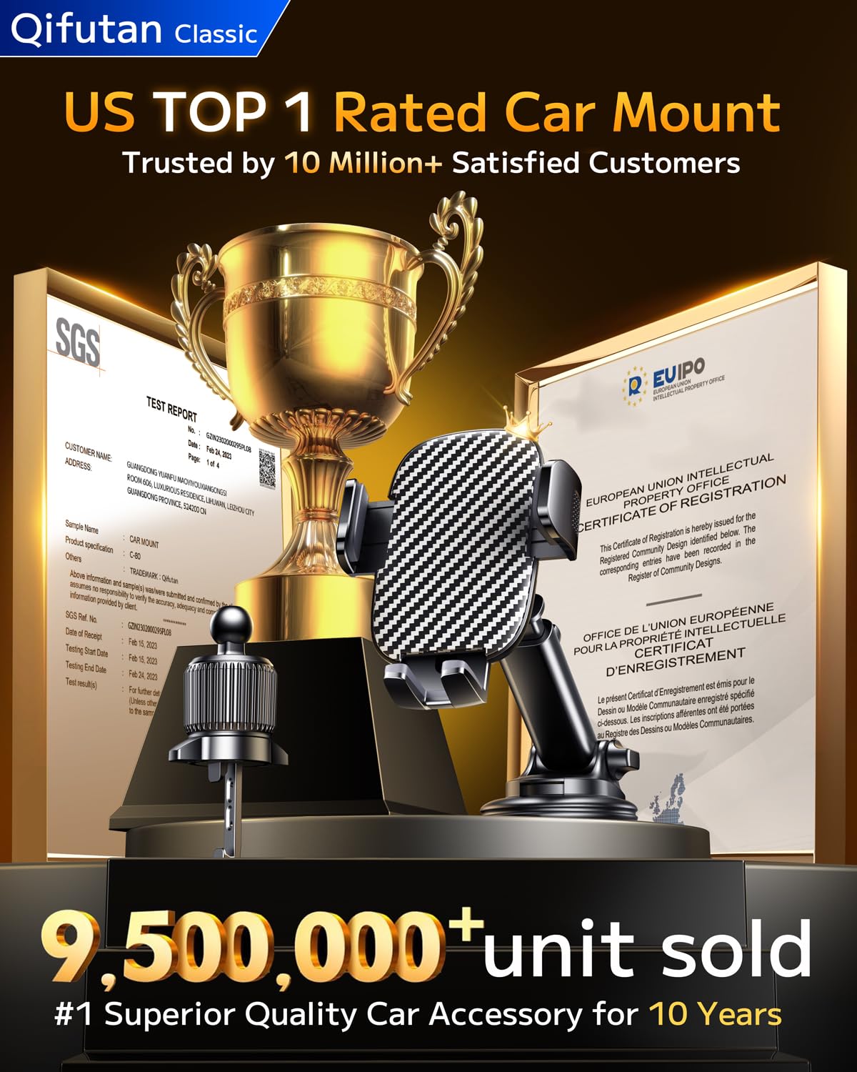 Qifutan Car Phone Holder Mount Phone Mount for Car Windshield Dashboard Air Vent Universal Hands Free Automobile Cell Phone Hold