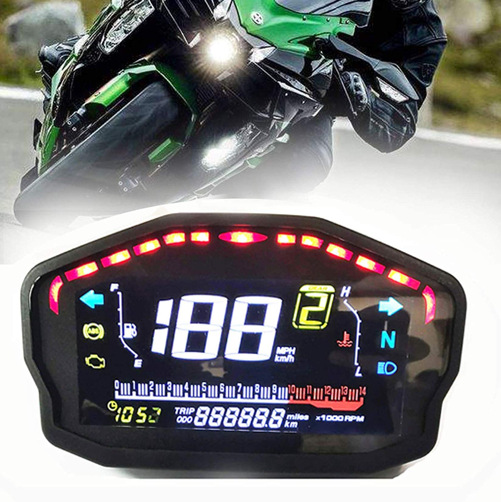 SAMDO Universal Motorcycle Speedometer Odometer Tachometer 14000 RPM 199 Kph Mph Motorcycles Refit Water Temperature Gauge VA Re