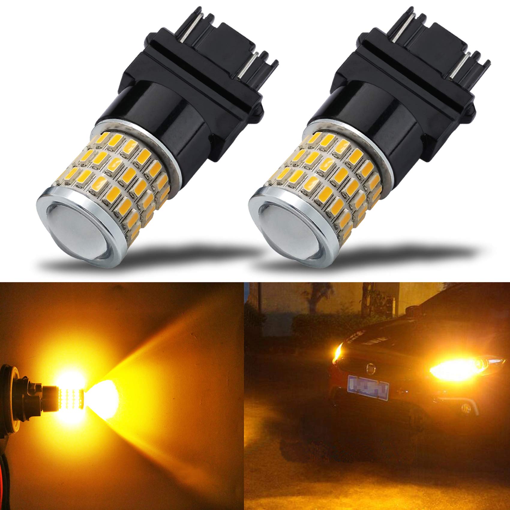 Ibrightstar 3157 Led Bulb Amber Yellow, 3157A Led Turn Signal Bulbs Super Bright For Rear Front Turn Signal Blinker Lights Brake