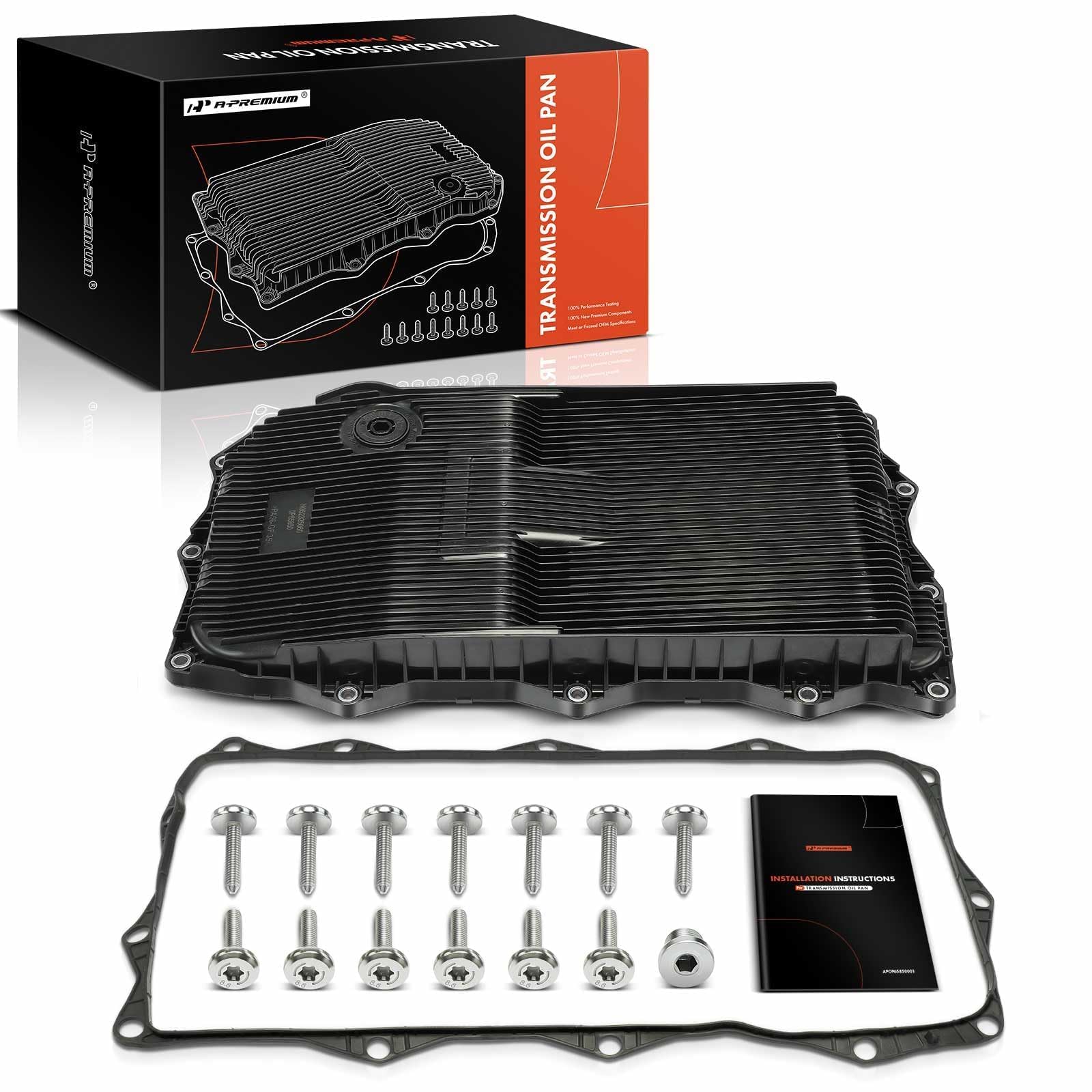 A-Premium Transmission Oil Pan With Gasket & Drain Plug Compatible With Ram 1500 2500 3500 & Jeep Grand Cherokee & Dodge Charger