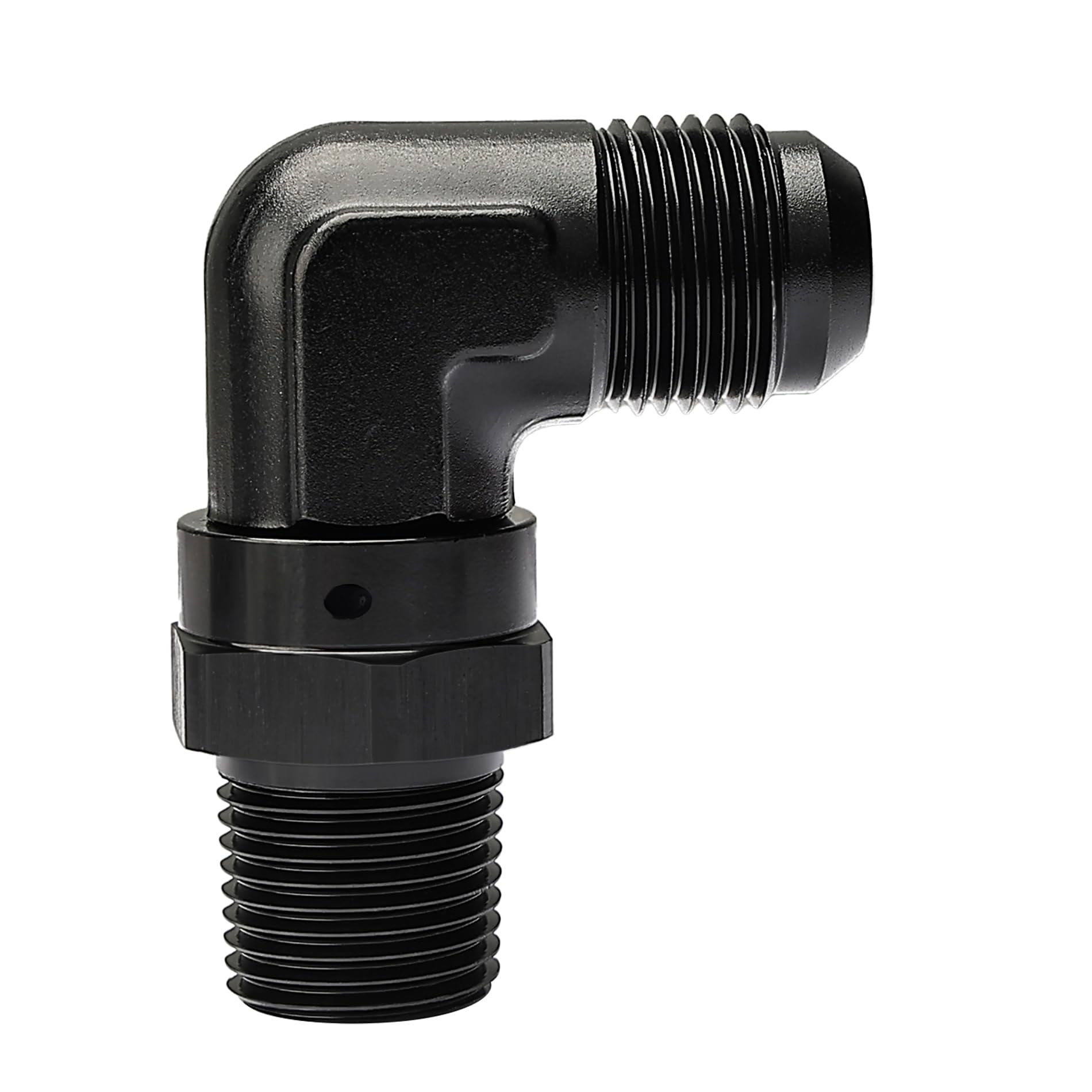 Evil Energy 10An Male Flare To 1/2 '' Npt 90 Degree Swivel Fitting Adapter Aluminum Black