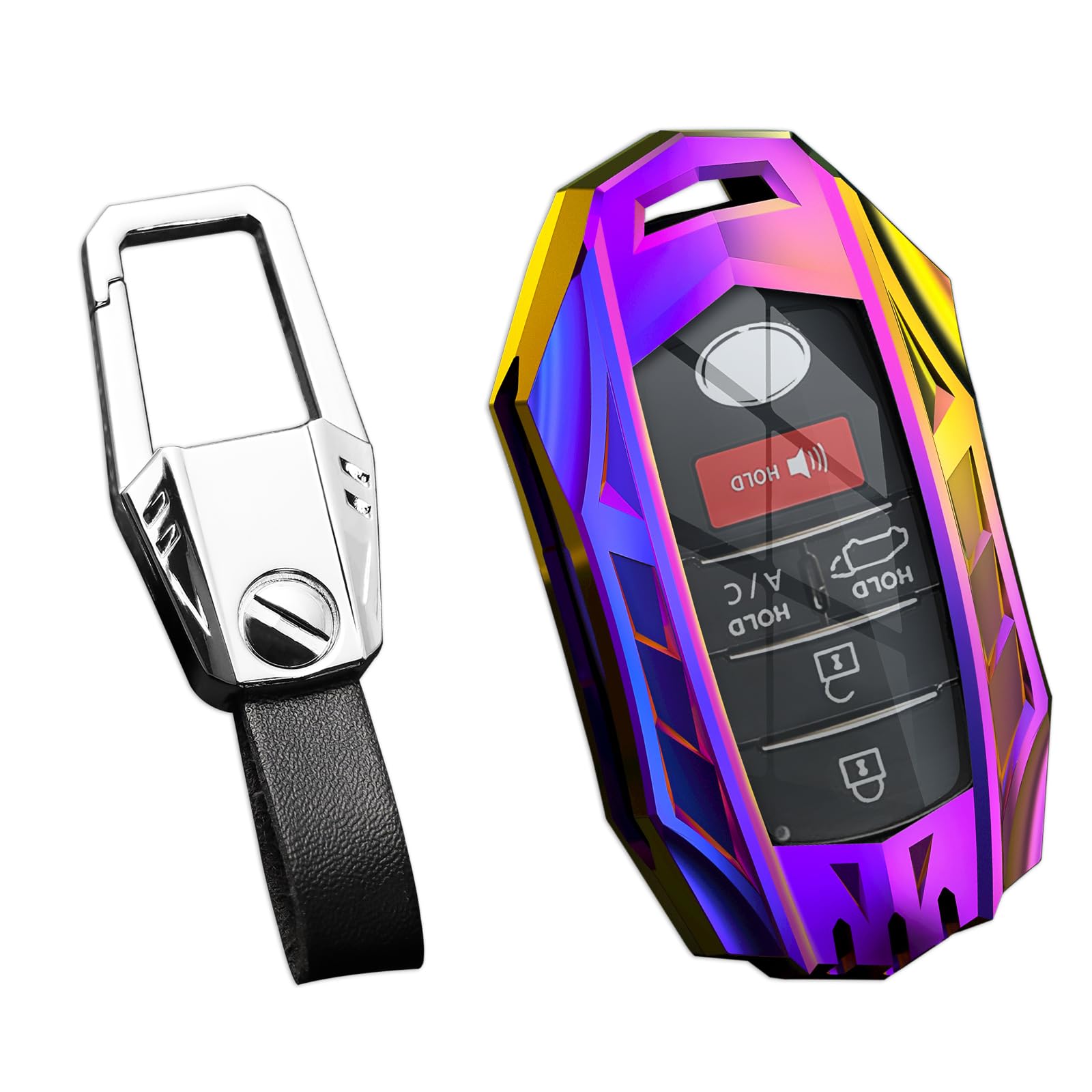 Ocezbiis For Toyota Key Fob Cover,Keychain,Zinc Alloy Protection Car Key Shell Case Compatible With Toyota Smart Remote Keyless