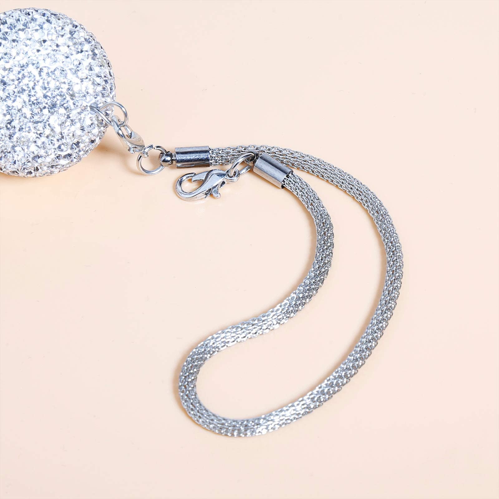 Bling Rear View Mirror Accessories For Women, Lucky Car Interior Rearview Crystal Decor Charm, Rhinestone Ball Ornament Sun Catcher Pendant