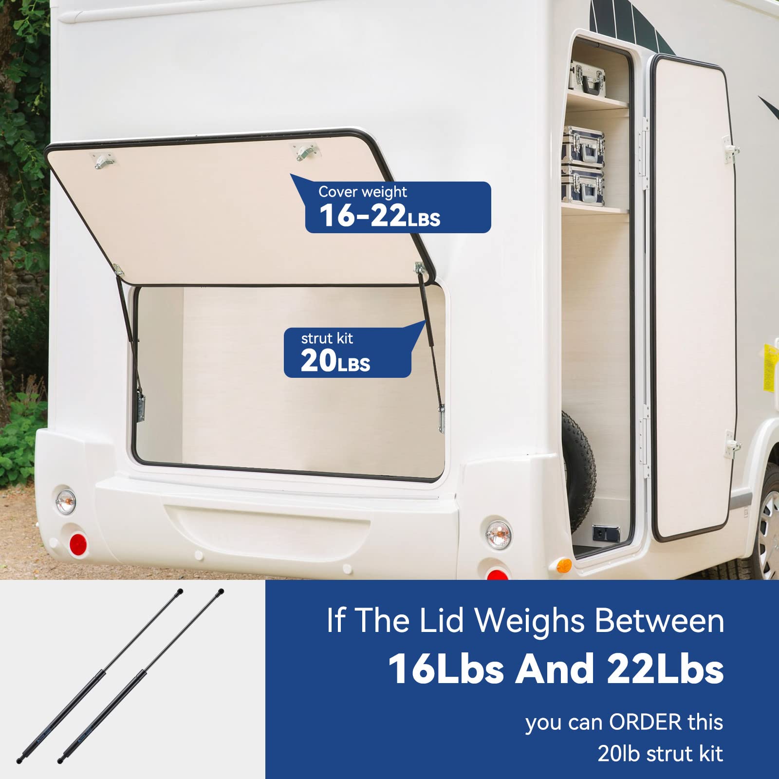 Se244P20Ez10 24 Inch 20Lb Gas Struts Prop Springs Shocks 24'' Se24Other20 Replacement Lift Supports For Rv Door Motorhome Door B