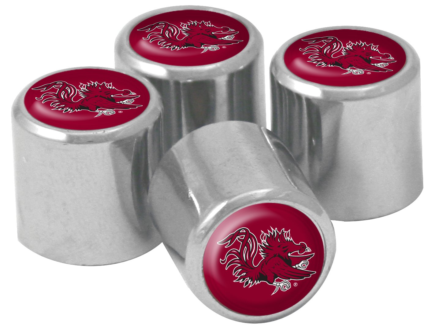 Ncaa South Carolina Fighting Gamecocks Metal Tire Valve Stem Caps, 4-Pack