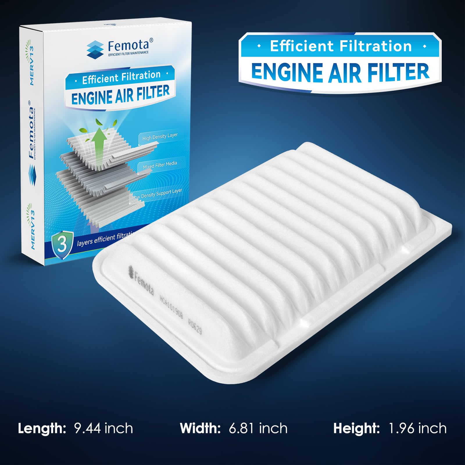 Femota Ca10190 Engine Air Filter, Replacement For Toyota Corolla/Matrix/Yaris, Scion Im/Xd, Pontiac Vibe, Oe #: 17801-Yzz05,1780