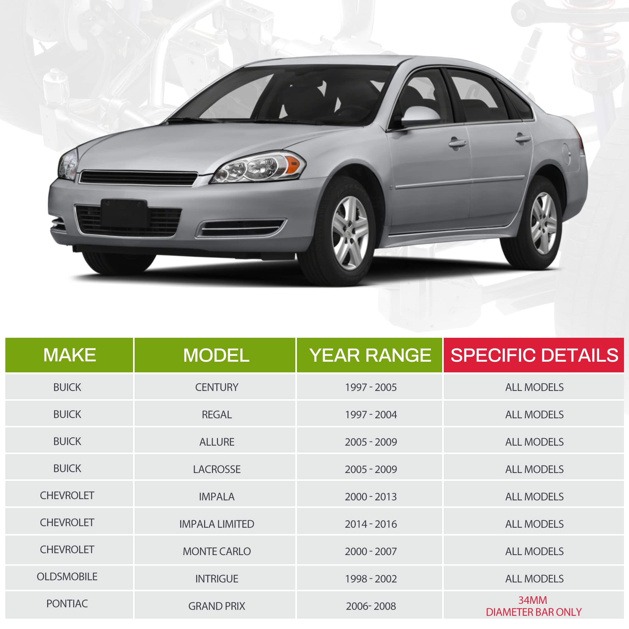 Autosaver88 -Control Arm Kit Compatible With 1997-2009 Buick Century/Regal/Allure/Lacrosse, 2000-2016 Chevy Impala/Monte Carlo,