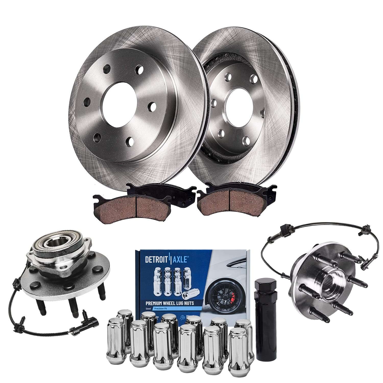Detroit Axle - 4WD Front Brake Kit for Sierra Silverado Avalanche Express Savana 1500 Tahoe Escalade Disc Brake Rotors Ceramic B