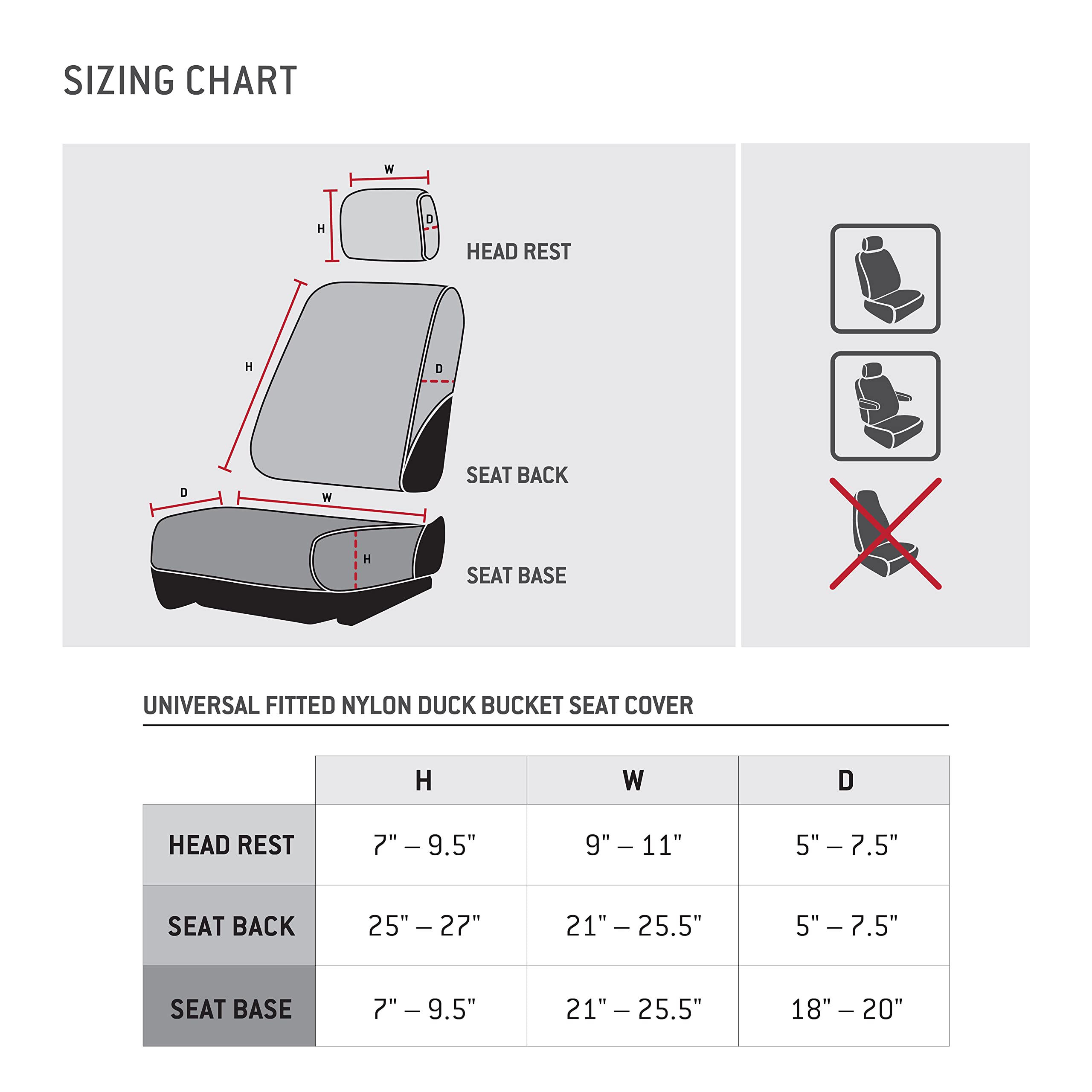 Carhartt Universal Nylon Duck Canvas Fitted Bucket Seat Covers, Durable Seat Protection With Rain Defender, One Size, Gravel