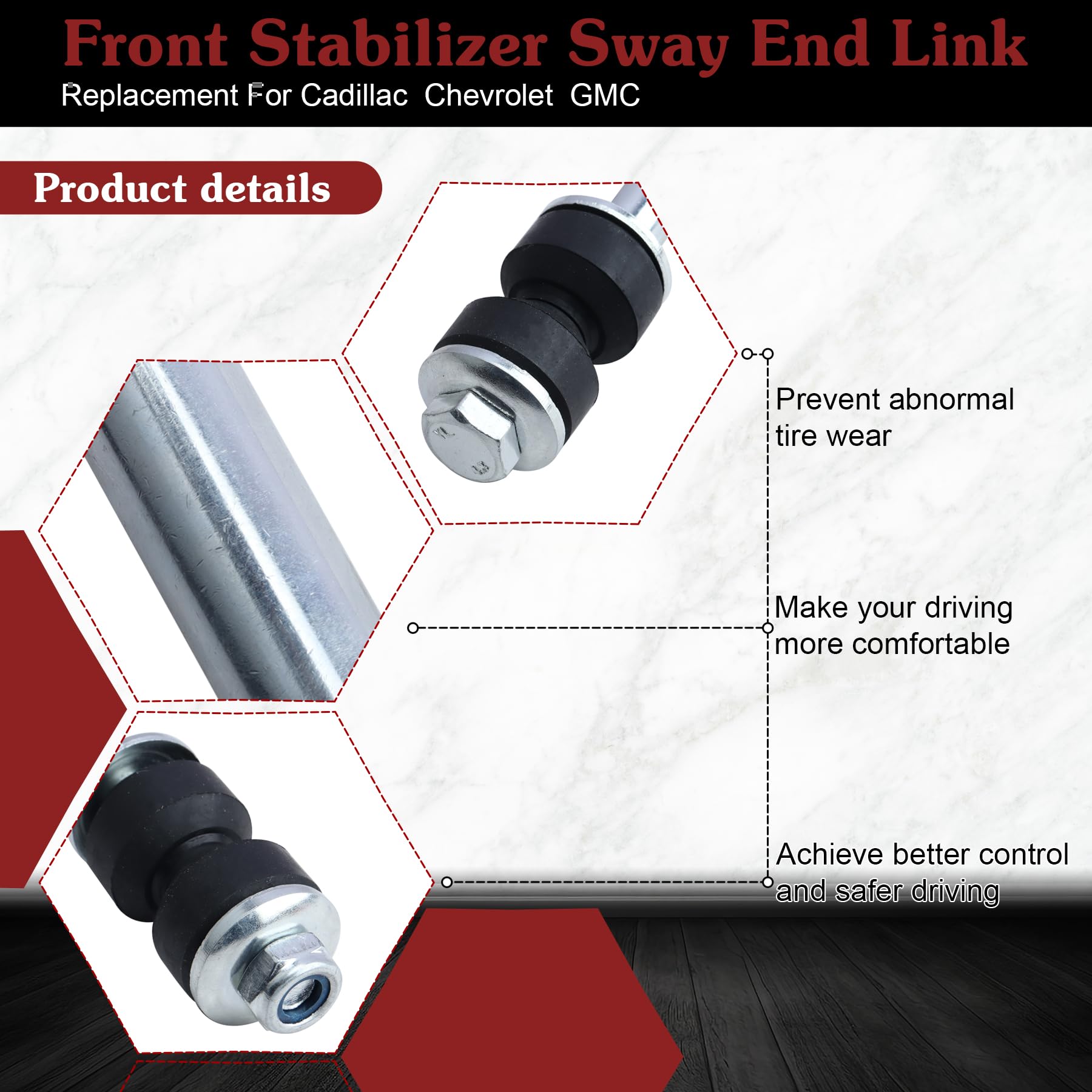 Stiueoav K80631 Sway Bar Link - Front Stabilizer End Link Compatible With 1999-2006 Chevrolet Silverado 1500/2500/3500?2000-2006