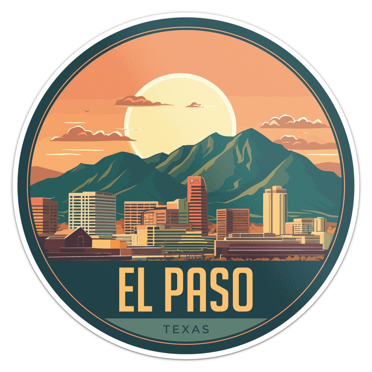 El Paso City Sticker - Waterproof Vinyl Decal for Car Bumper, Laptop, Water Bottle, Wall, and Window, Size - 3'' Longer Side
