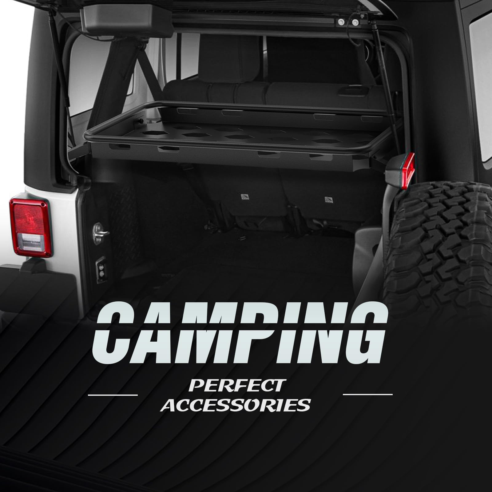 YZONA Rear Trunk Cargo Rack Basket Compatible for 2007-2025 Jeep Wrangler JK JKU & JL JLU Unlimited 4 Door Hardtops, Interior St