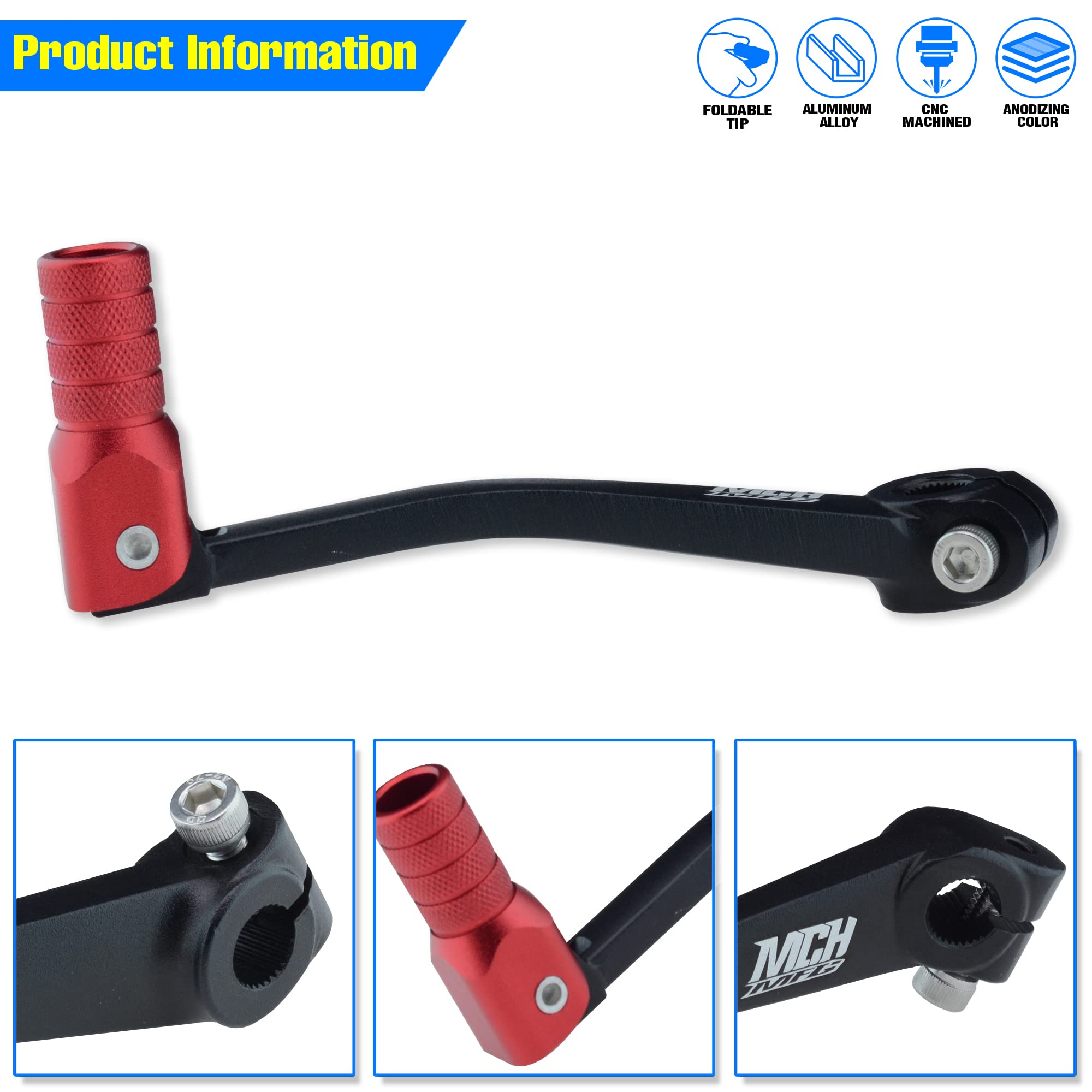 Mchmfgmotorcycle Hand Gear Lever Shifter Handle For 110Cc 125Cc 135Cc 150Cc 200Cc 250Cc Quad Dirt Bike Atv Buggy Black