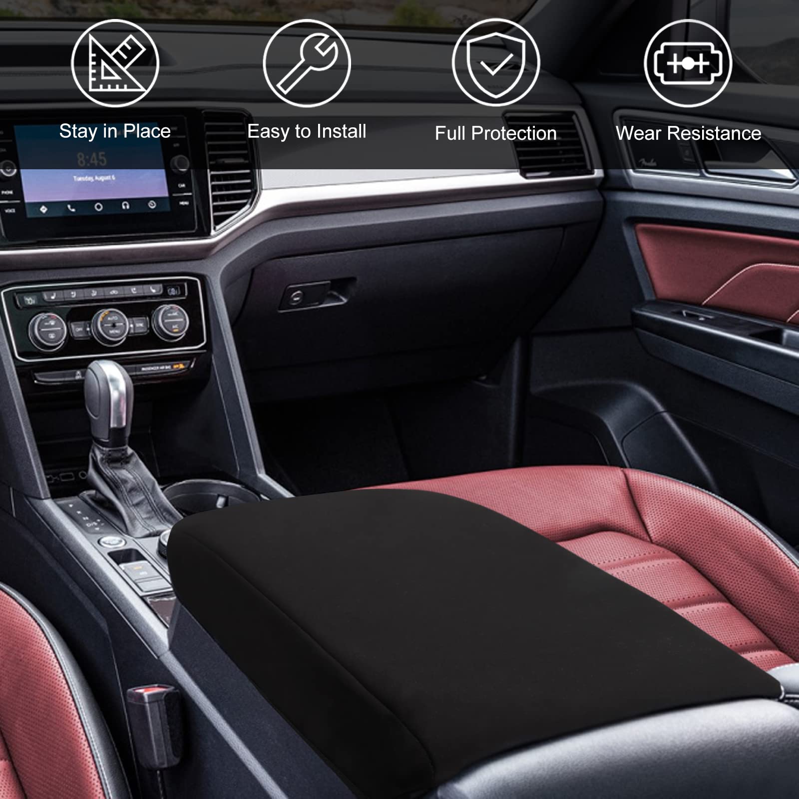 Intget Center Console Armrest Cover For Vw Volkswagen Atlas Accessories 2018 2019 2020 2021 2022 2023 Vw Atlas Cross Sport Accessories