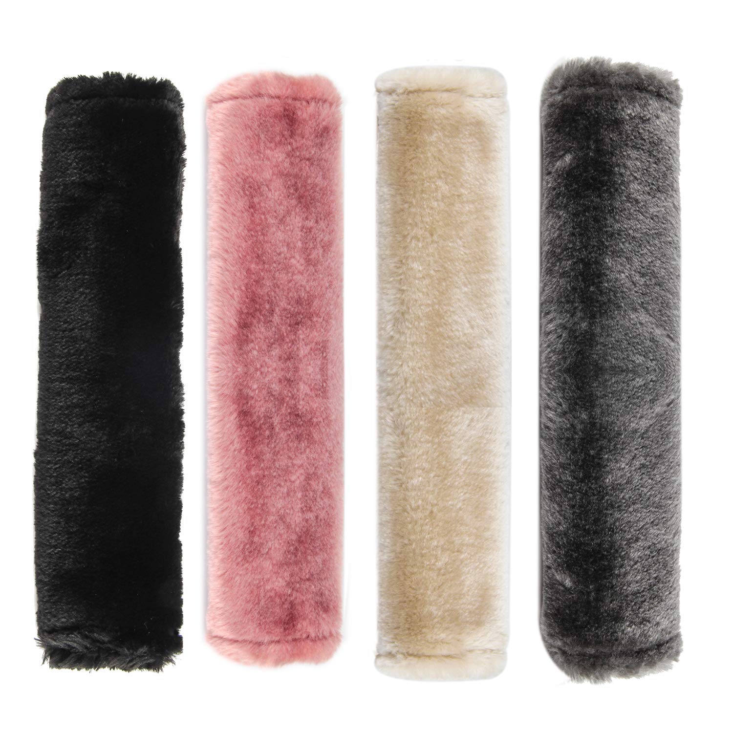 Moonet 2 Packs Car Seatbelt Covers Shoulder Pad For More Comfortable Driving, Universal Seat Belt Cover For Handbag Camera Backpack Straps, Soft Faux Sheepskin Wool Seat Belt Cushion (Dark Gray)