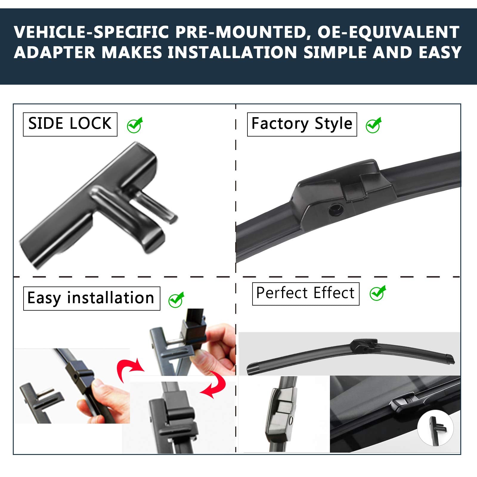 Oem Windshield Wiper Blade Set Replacement For Bmw 5 7 Series F01 F02 F04 F07 F10 M5 2010-2016 High Performance Original Equipme