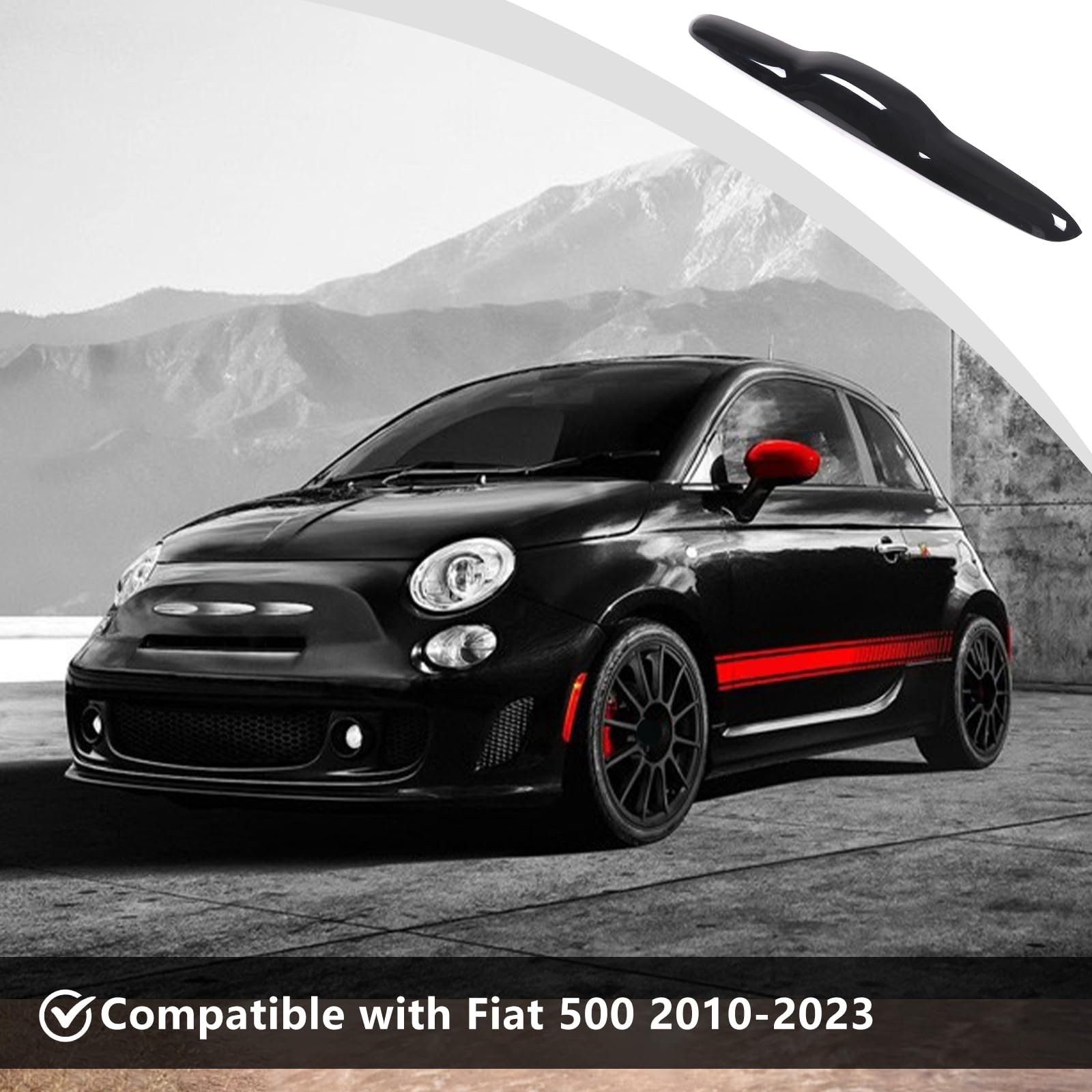 Happyhorse Car Trunk Tailgate Handle Compatible With Fiat 500/500 Abarth 2010-2024,Car Trunk Door Handle, Trunk Open Handle Protective Cover Accessories (Piano Black)