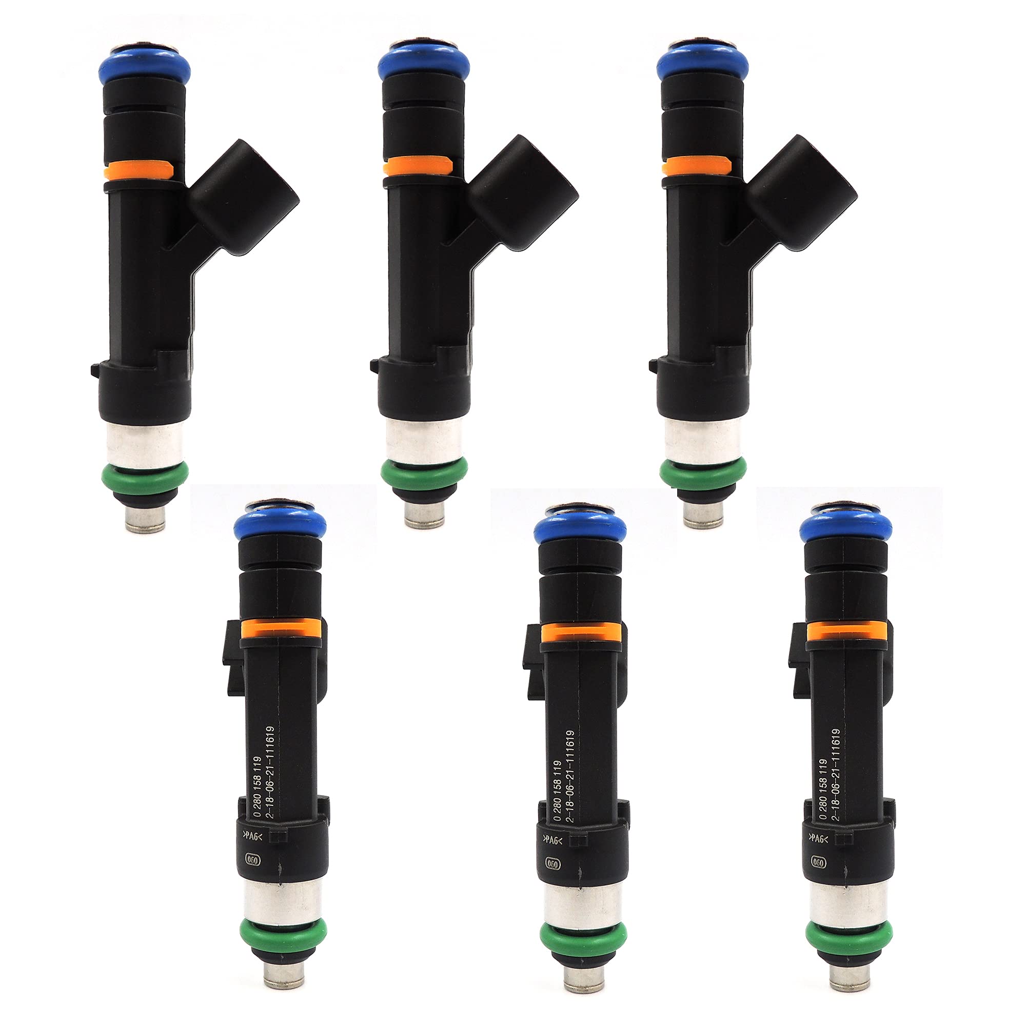 Hisport Fuel Injector 04861667Aa 0280158119 4861667A 4 Holes Compatible With Wrangler Town & Country 3.8L New 6 Pcs