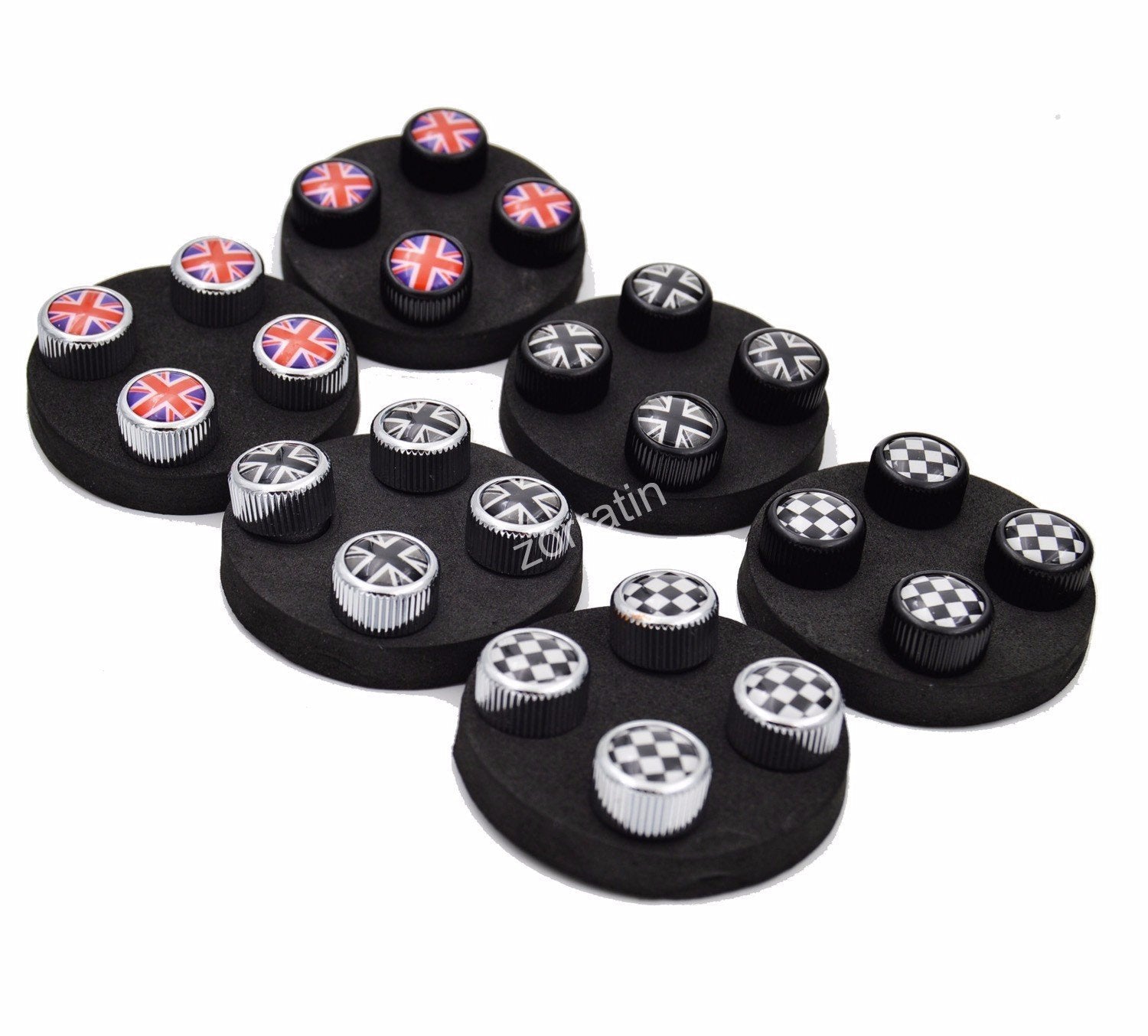 Zorratin 4X Chrome Black Union Jack British Flag Tire Valve Stem Cap Cover For Bmw Mini Cooper R50 R53 R56 R56N F55 F56 R55 R52 