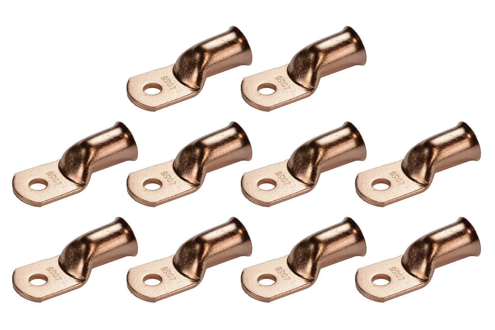 Temco 10 Pack Bare Copper Welding Battery Cable Ends, Lugs Terminal 4/0 Awg 5/16 '' Hole (6 Awg To 1/0 Awg Options Available)