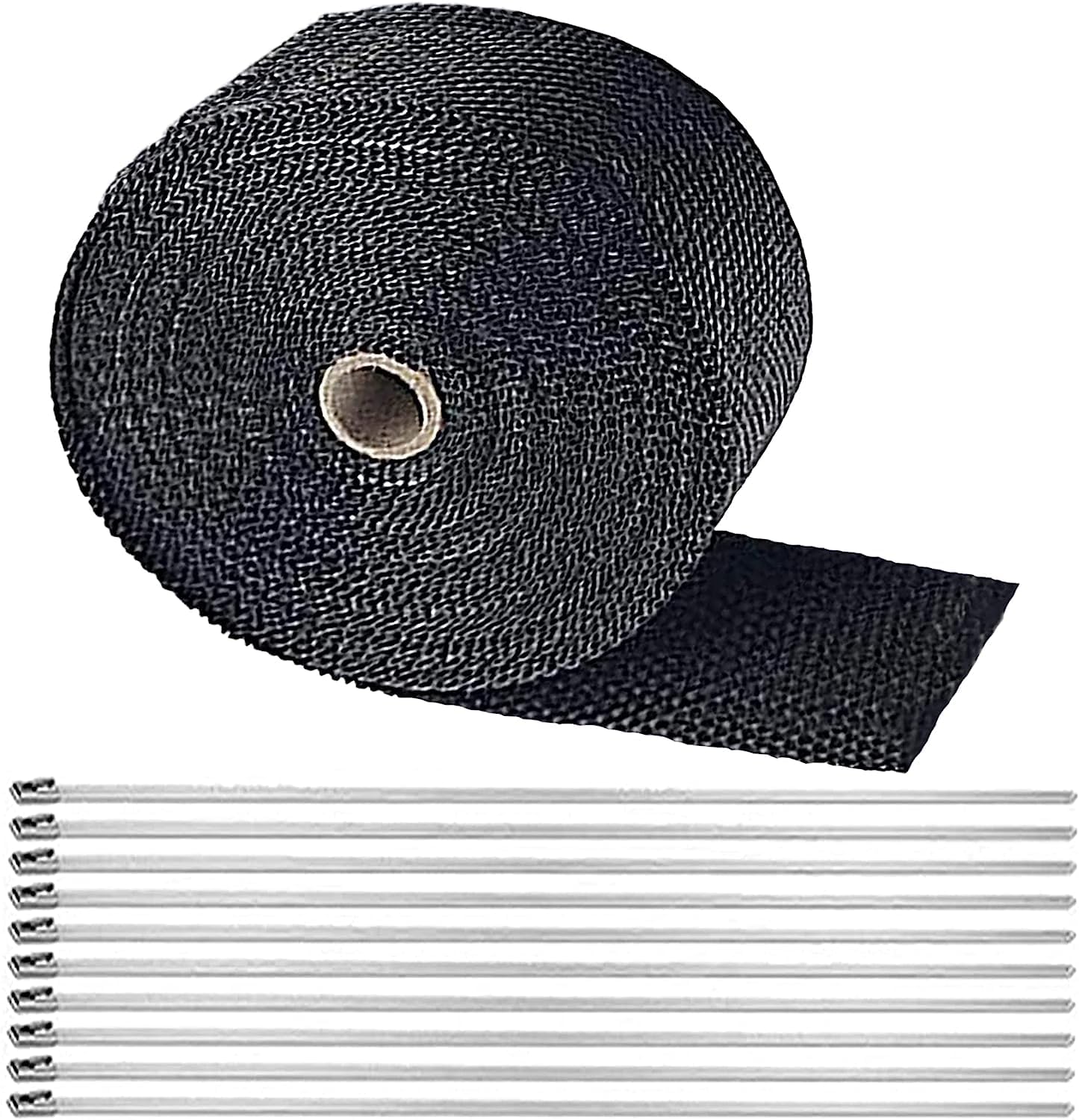 Deecam Exhaust Heat Wrap, 2'' X 16.5' Black Fiberglass Header Wrap Roll For Motorcycle Exhaust Pipe Heat Shield Muffler Tape Wit