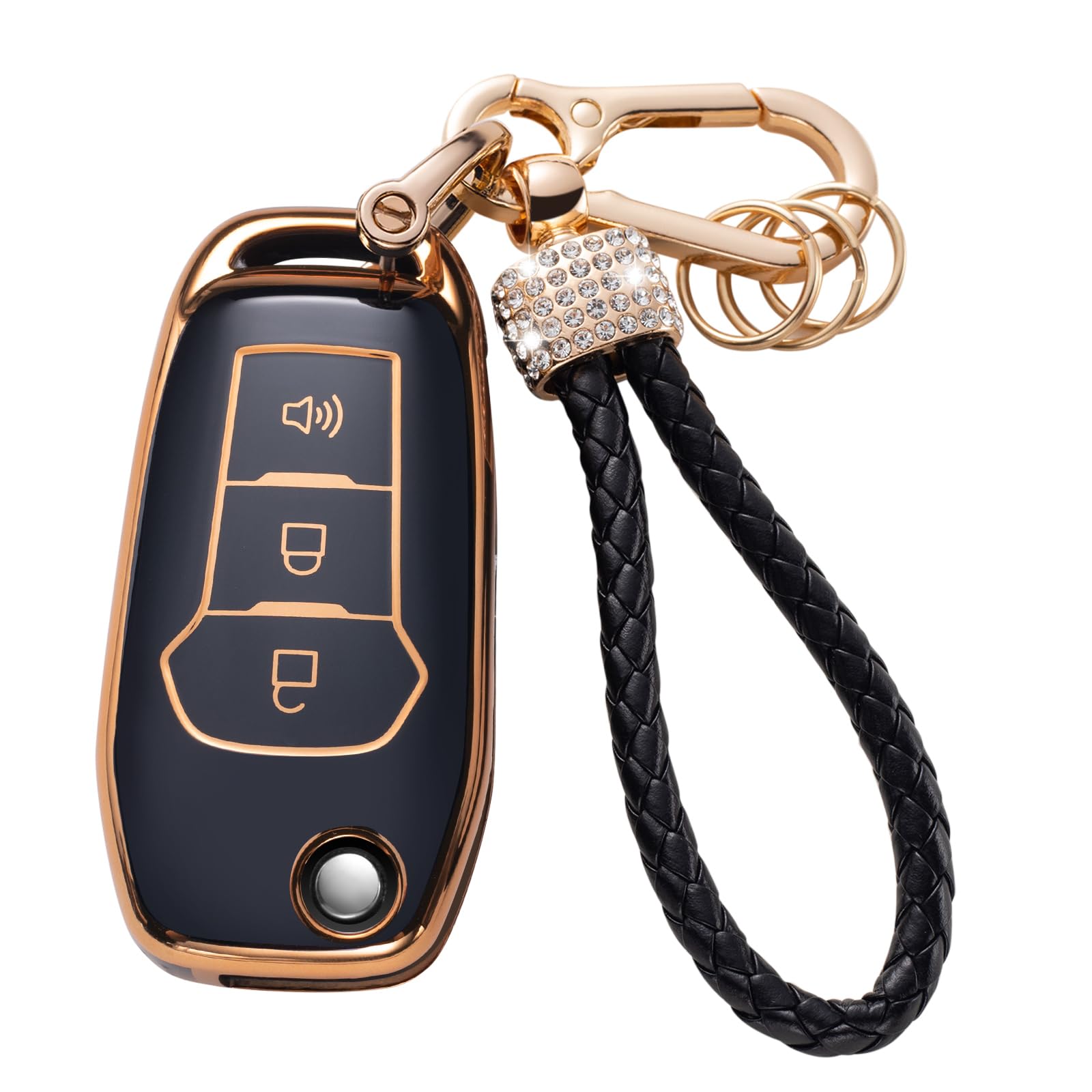 Gematay For Ford Key Fob Cover With Keychain Lanyard, Soft Tpu Key Fob Protector Shell Compatible With Ford F150 F250 F350 F450